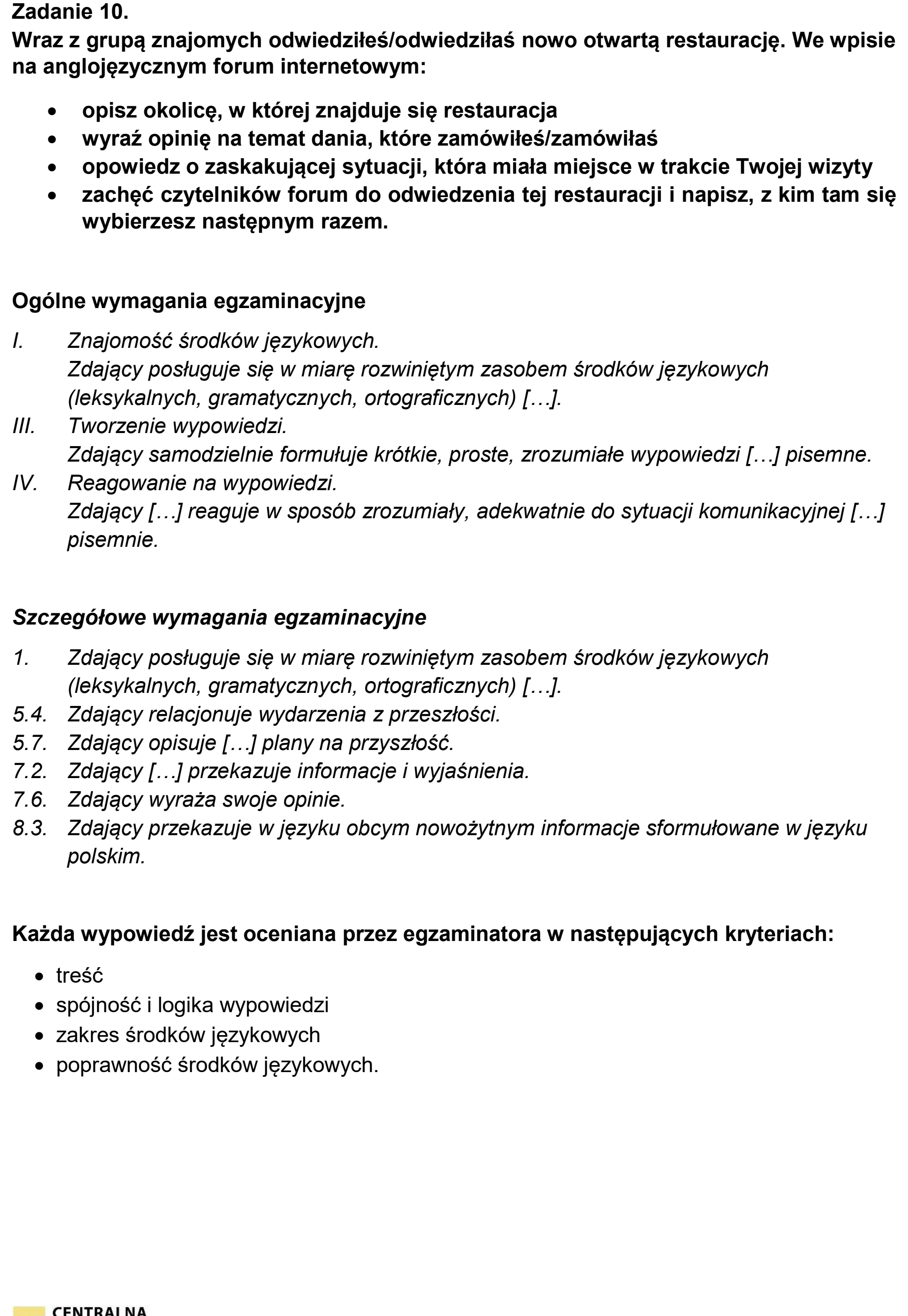 Matura dodatkowa, czerwiec 2025, odpowiedź do zadania 10, fragment 1