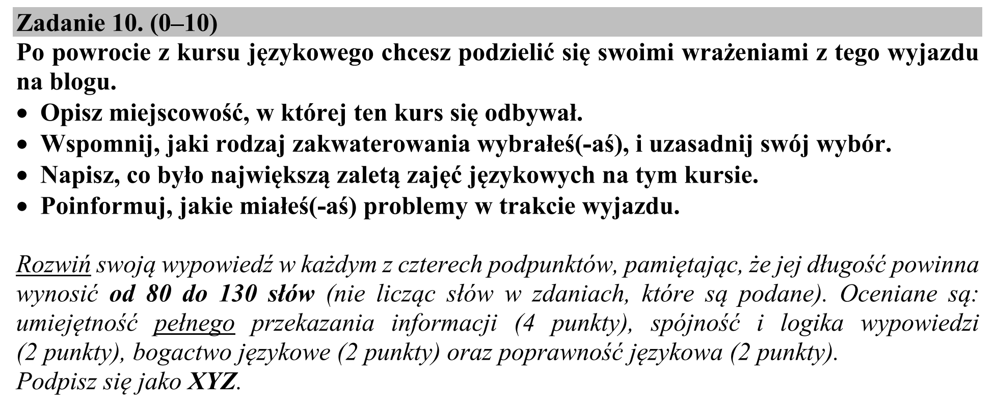 Matura, maj 2018, podgląd zadania 10