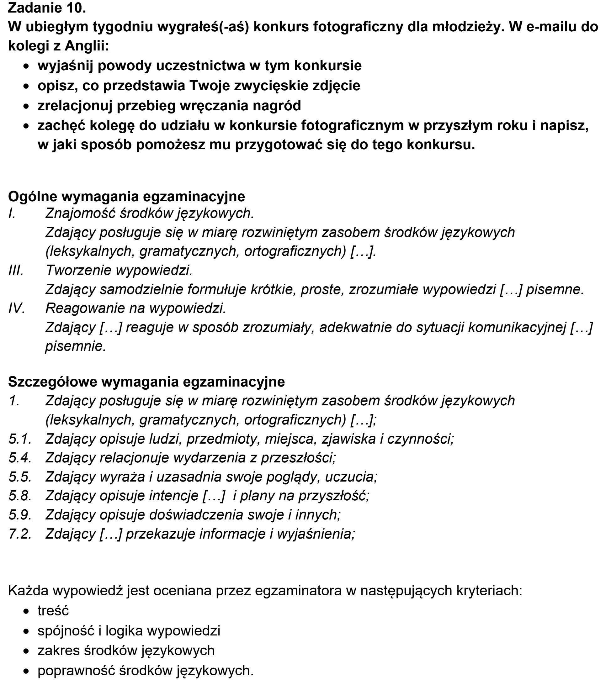 Matura, maj 2023, odpowiedź do zadania 10