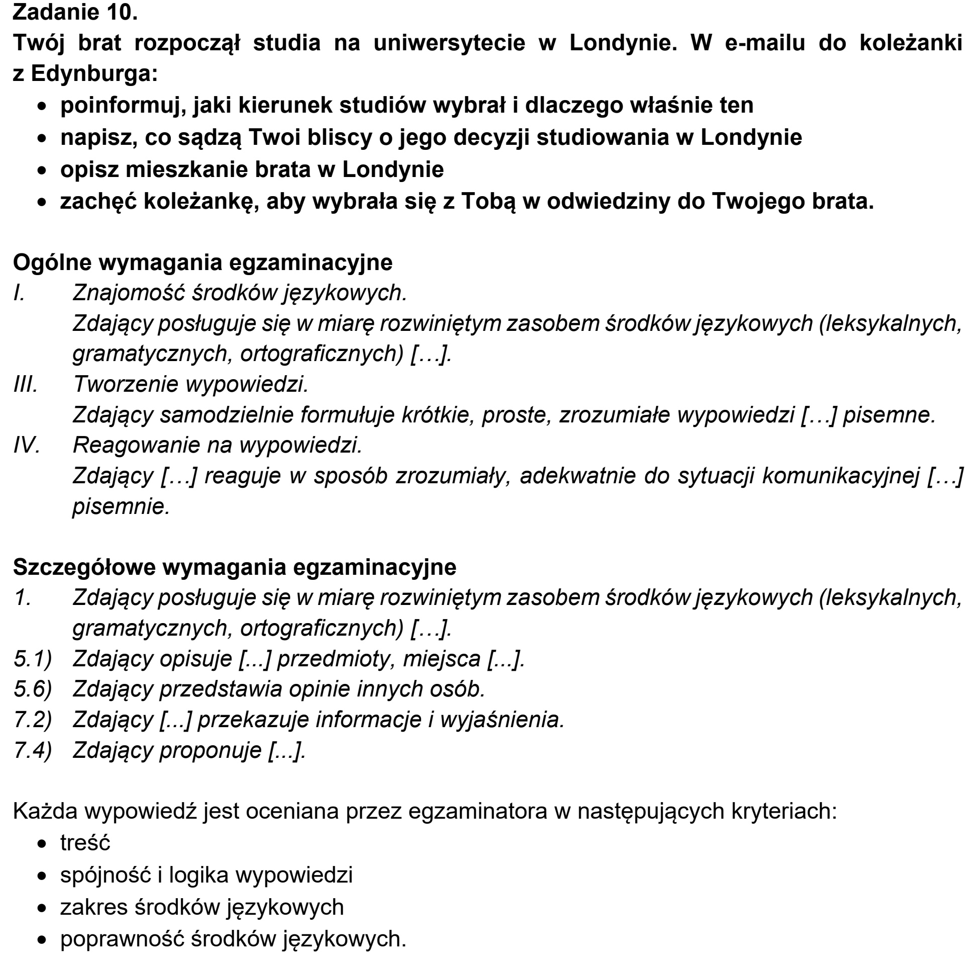 Matura próbna, marzec 2021, odpowiedź do zadania 10