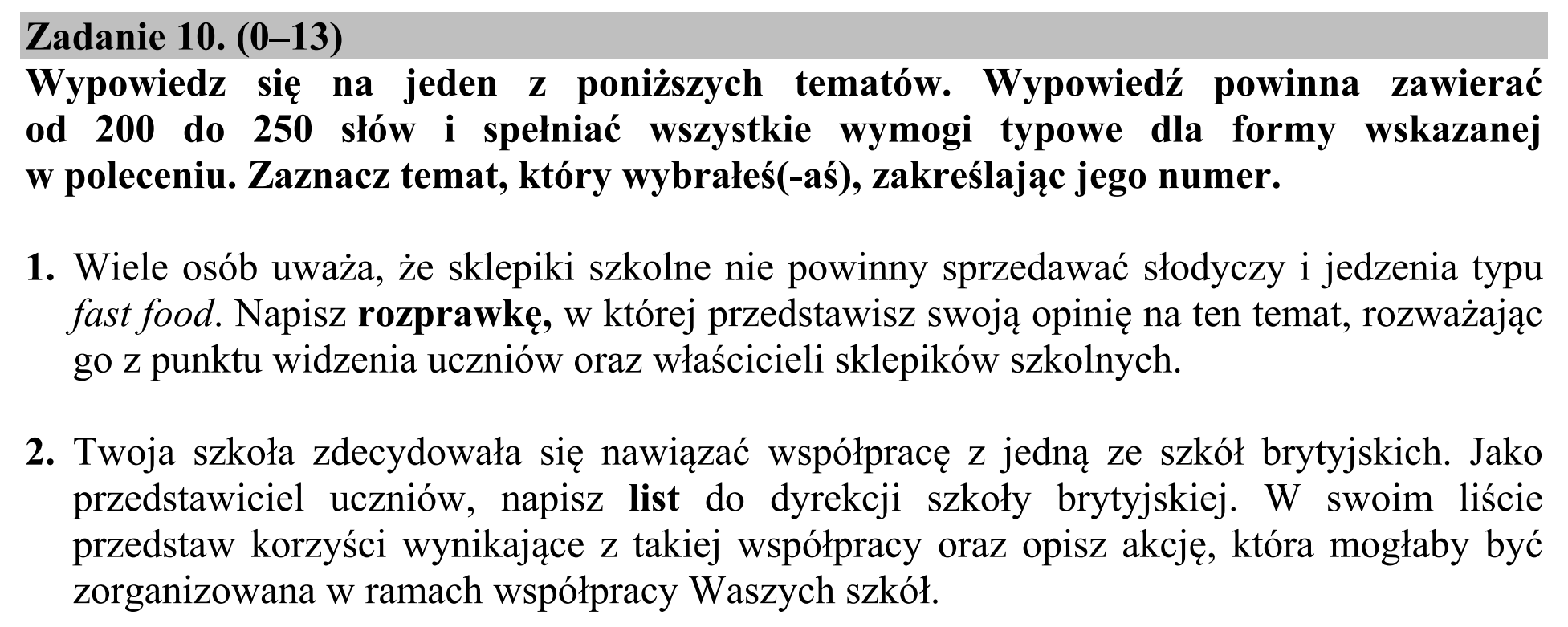 Matura dodatkowa, czerwiec 2015, zadanie 10