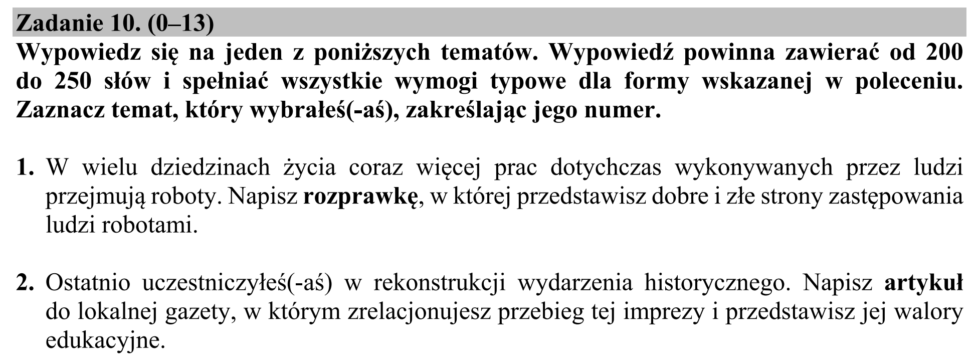 Matura dodatkowa, czerwiec 2016, zadanie 10