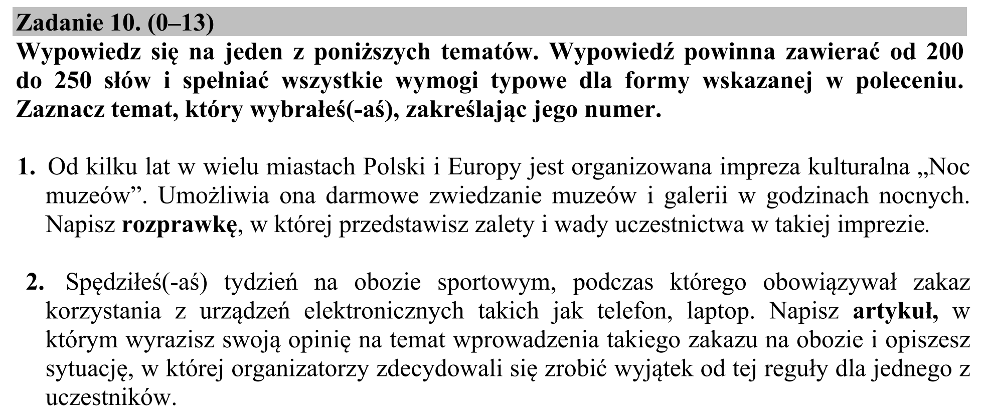 Matura dodatkowa, czerwiec 2018, zadanie 10