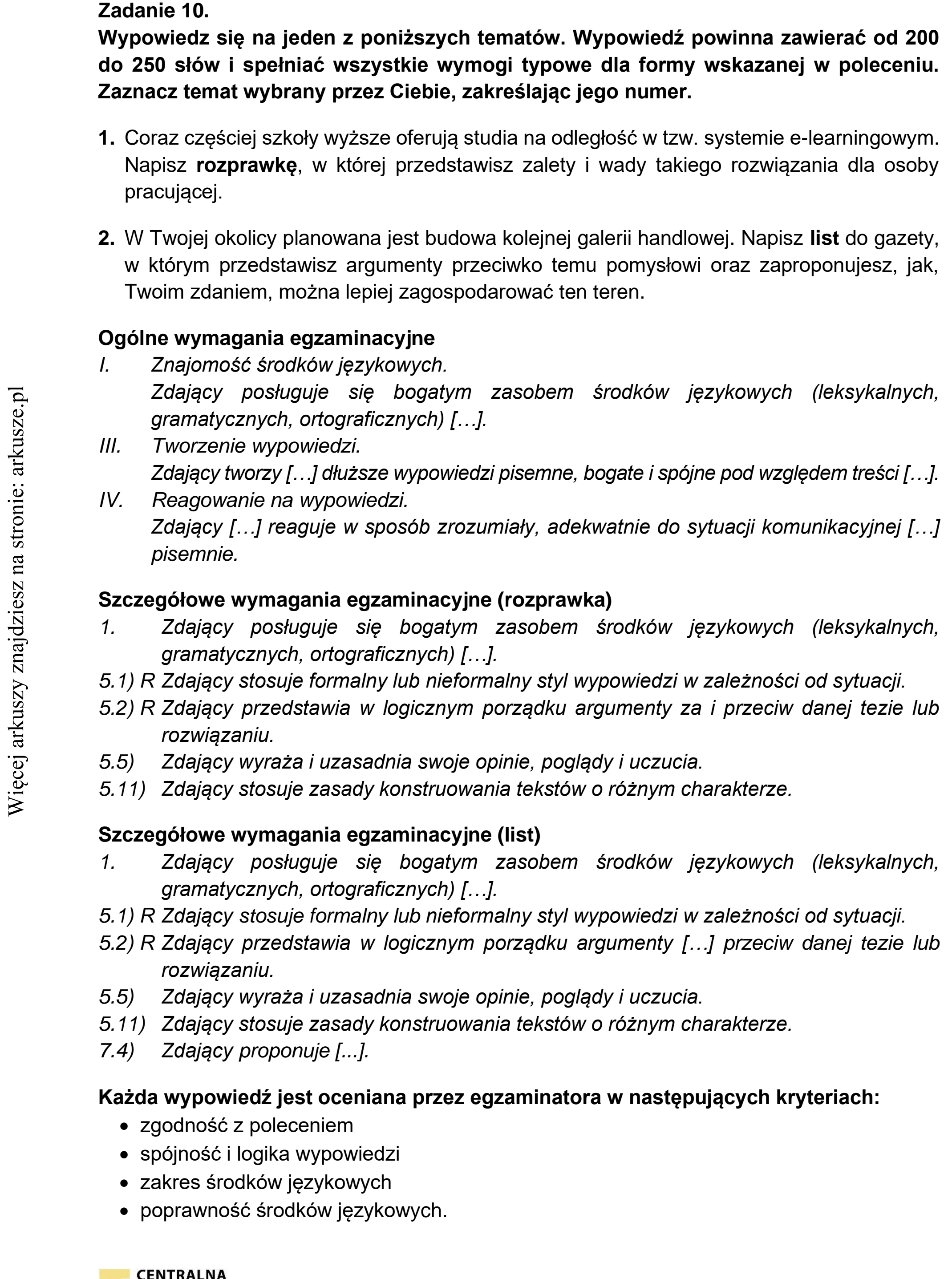 Matura dodatkowa, czerwiec 2021, odpowiedź do zadania 10, fragment 1