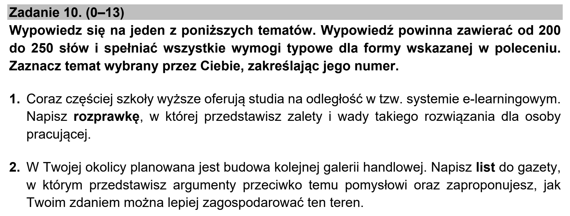 Matura dodatkowa, czerwiec 2021, zadanie 10