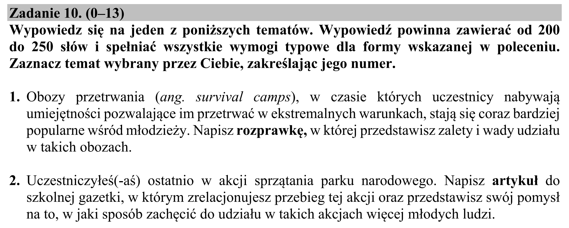 Matura dodatkowa, lipiec 2020, zadanie 10