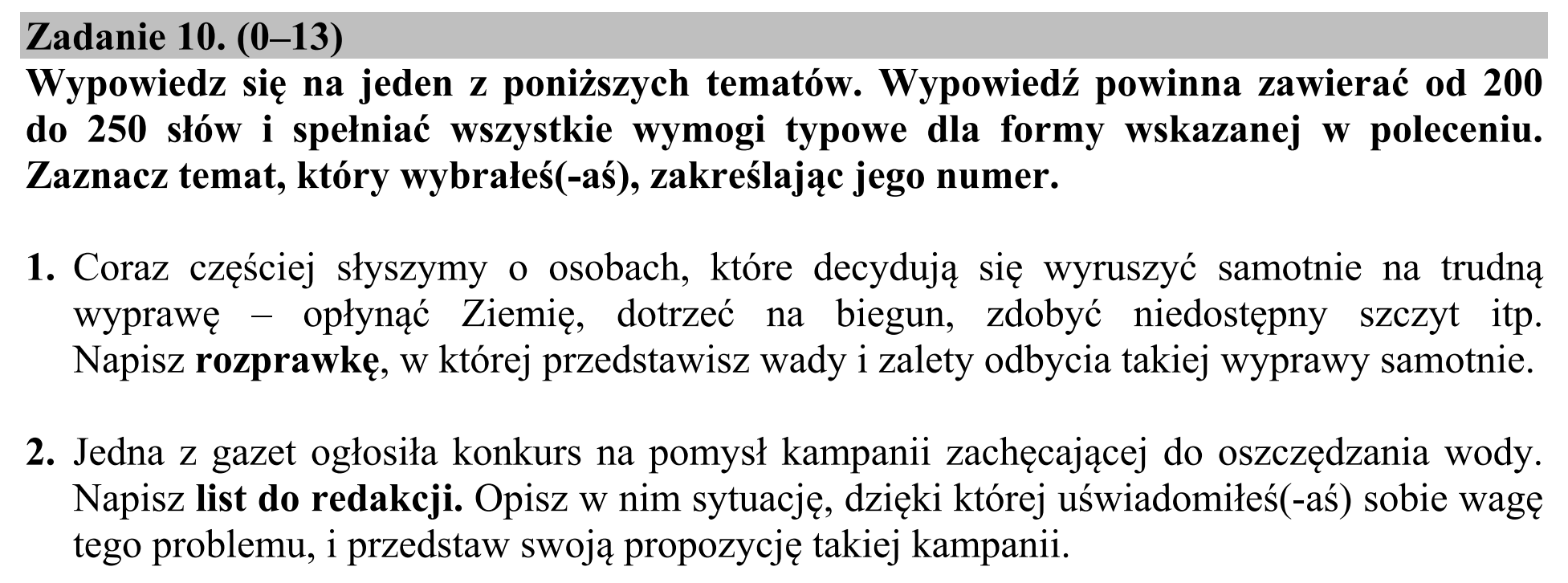 Matura, maj 2015, podgląd zadania 10