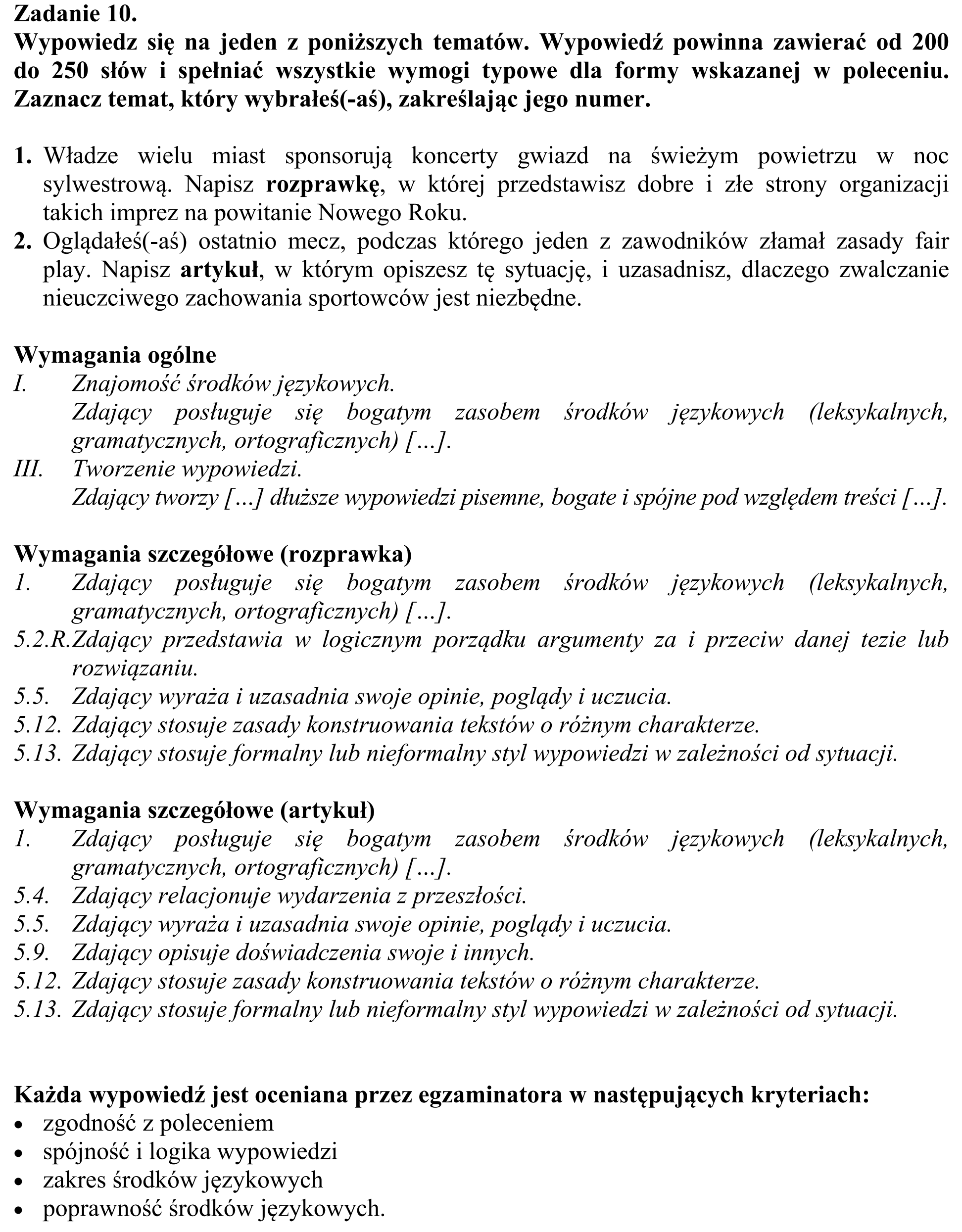 Matura, maj 2016, odpowiedź do zadania 10, fragment 1