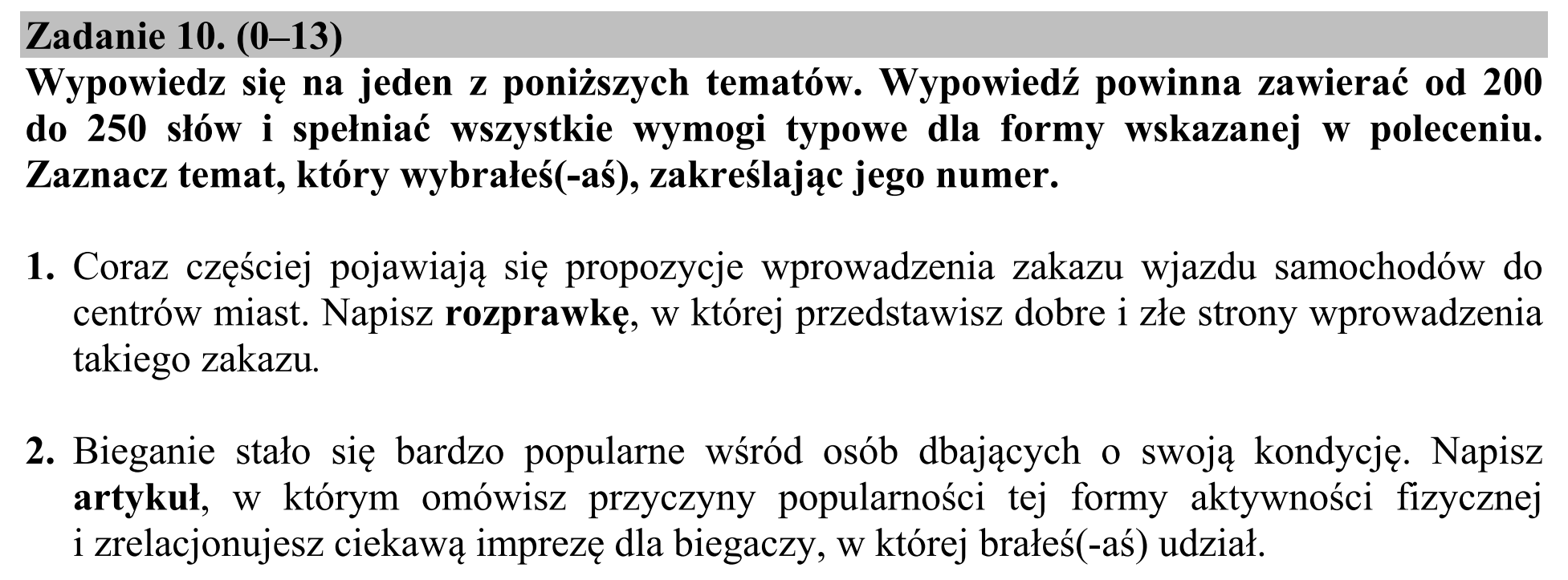 Matura, maj 2018, zadanie 10
