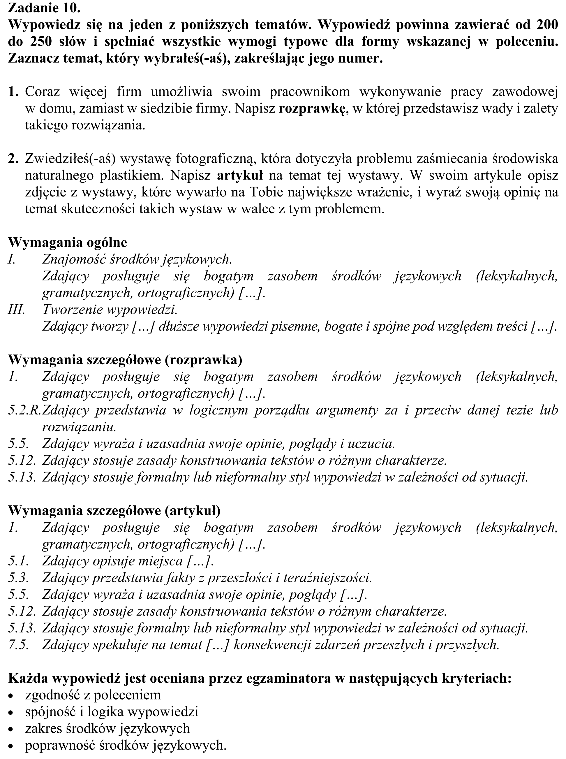 Matura, maj 2019, odpowiedź do zadania 10, fragment 1