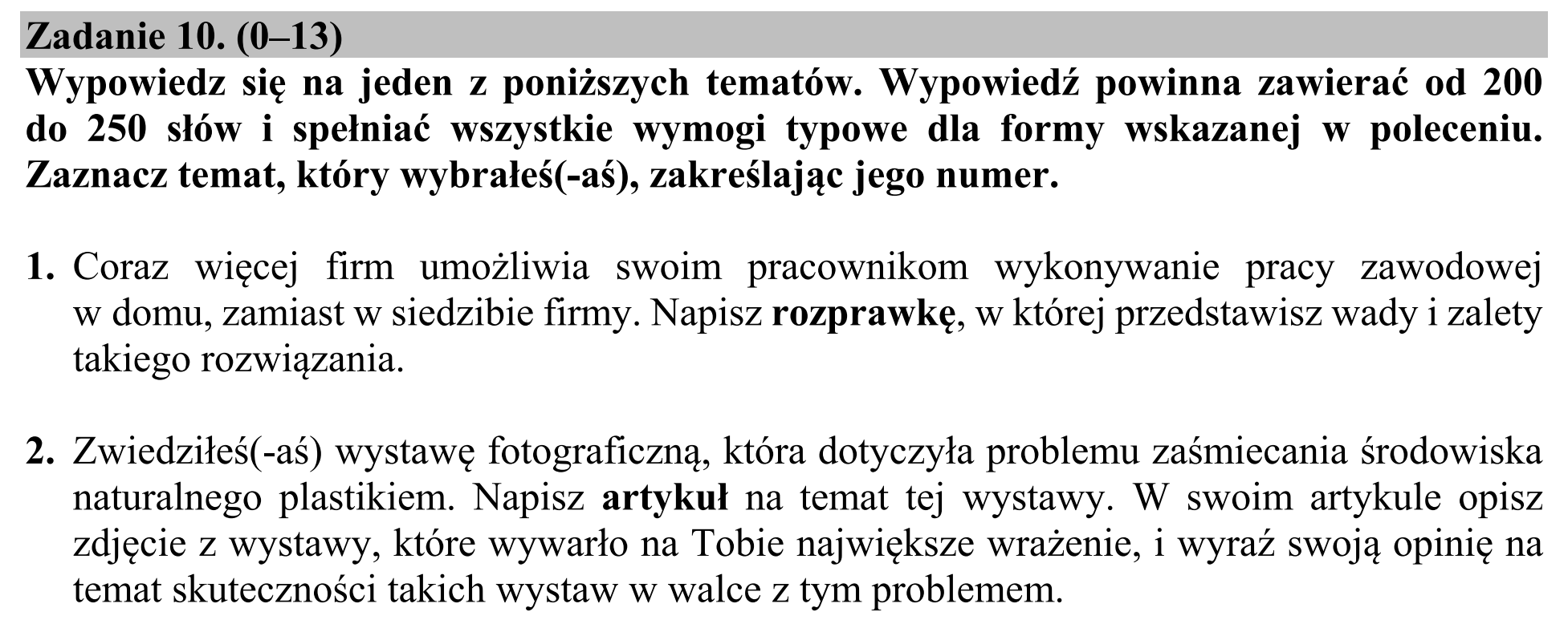 Matura, maj 2019, zadanie 10