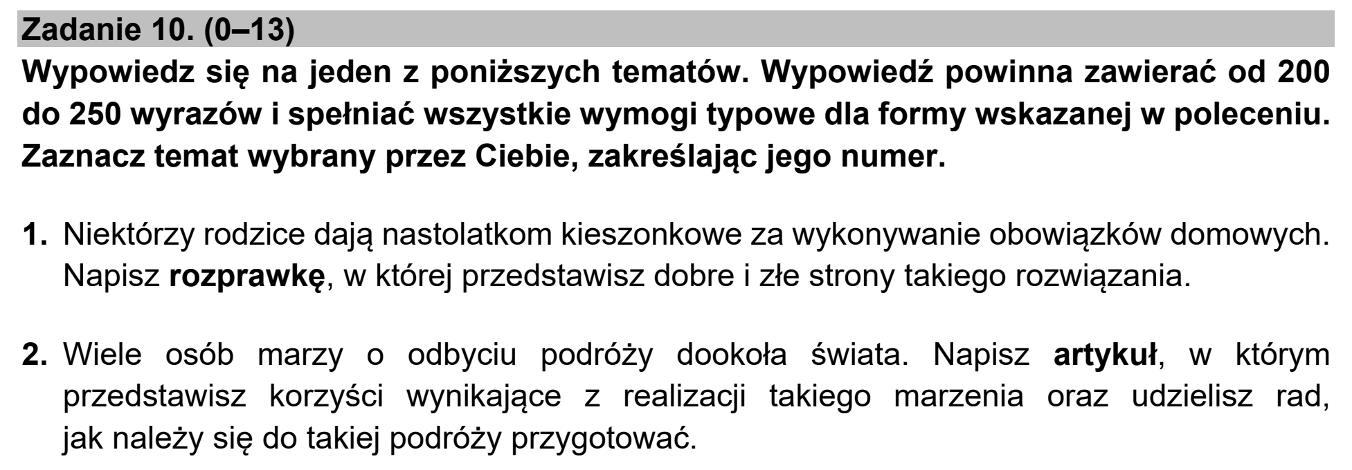 Matura, maj 2022, zadanie 10