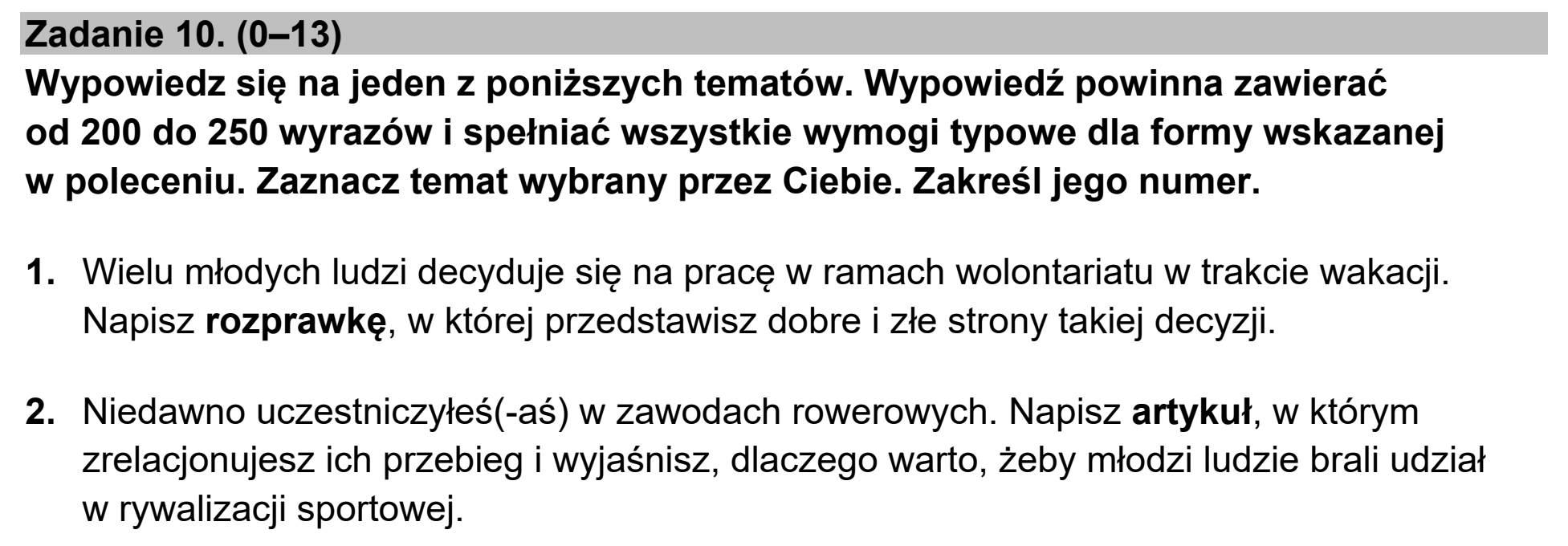 Matura, maj 2024, zadanie 10