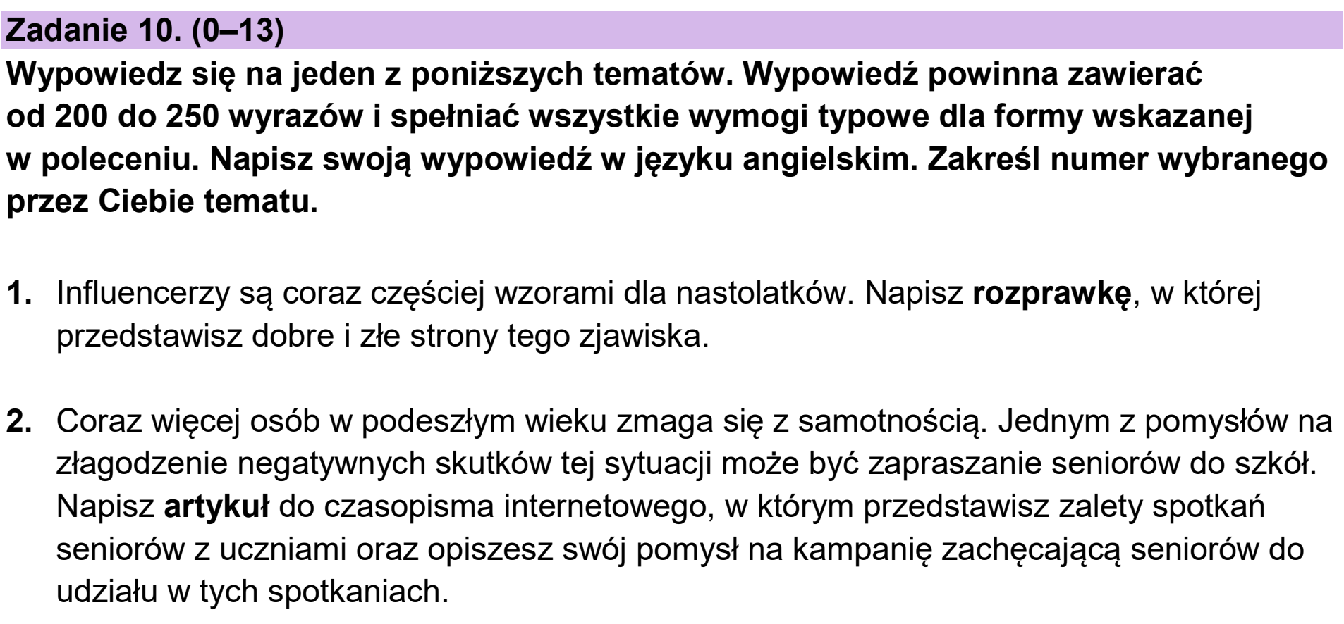 Matura dodatkowa, czerwiec 2026, podgląd zadania 10
