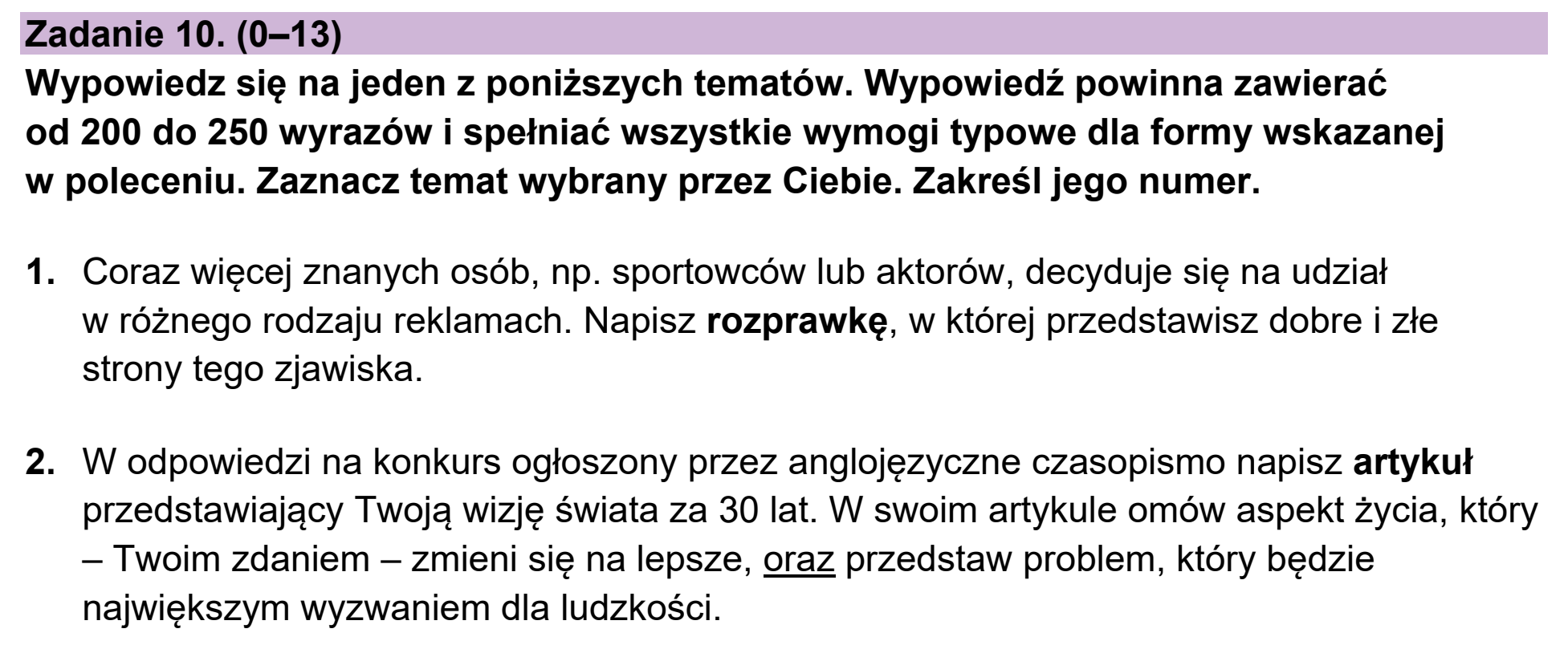 Matura, maj 2023, podgląd zadania 10