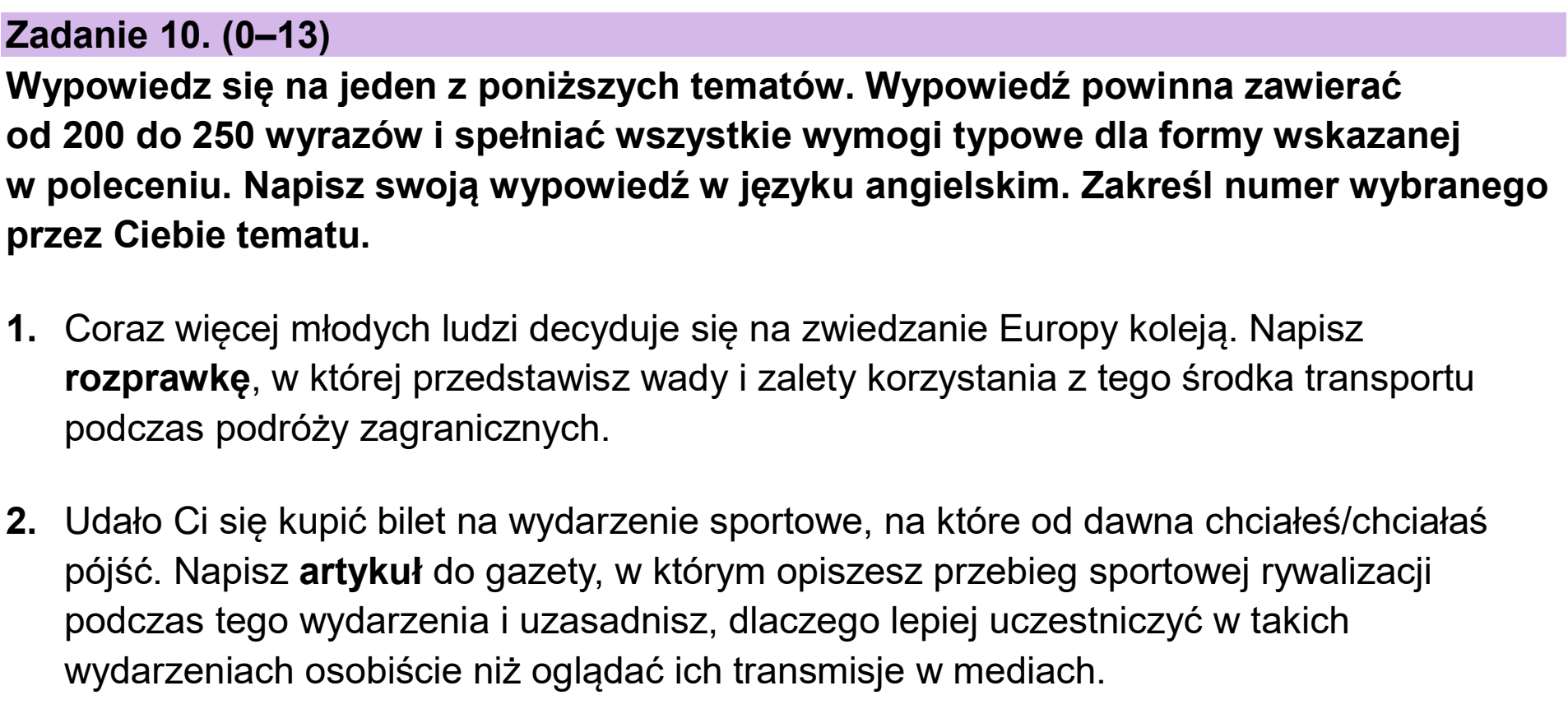 Matura, maj 2026, podgląd zadania 10