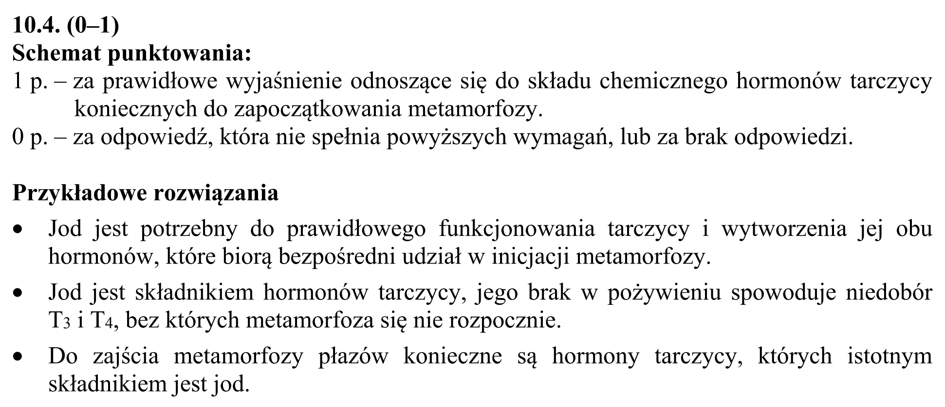 Matura dodatkowa, czerwiec 2016, odpowiedź do zadania 10.1, fragment 2