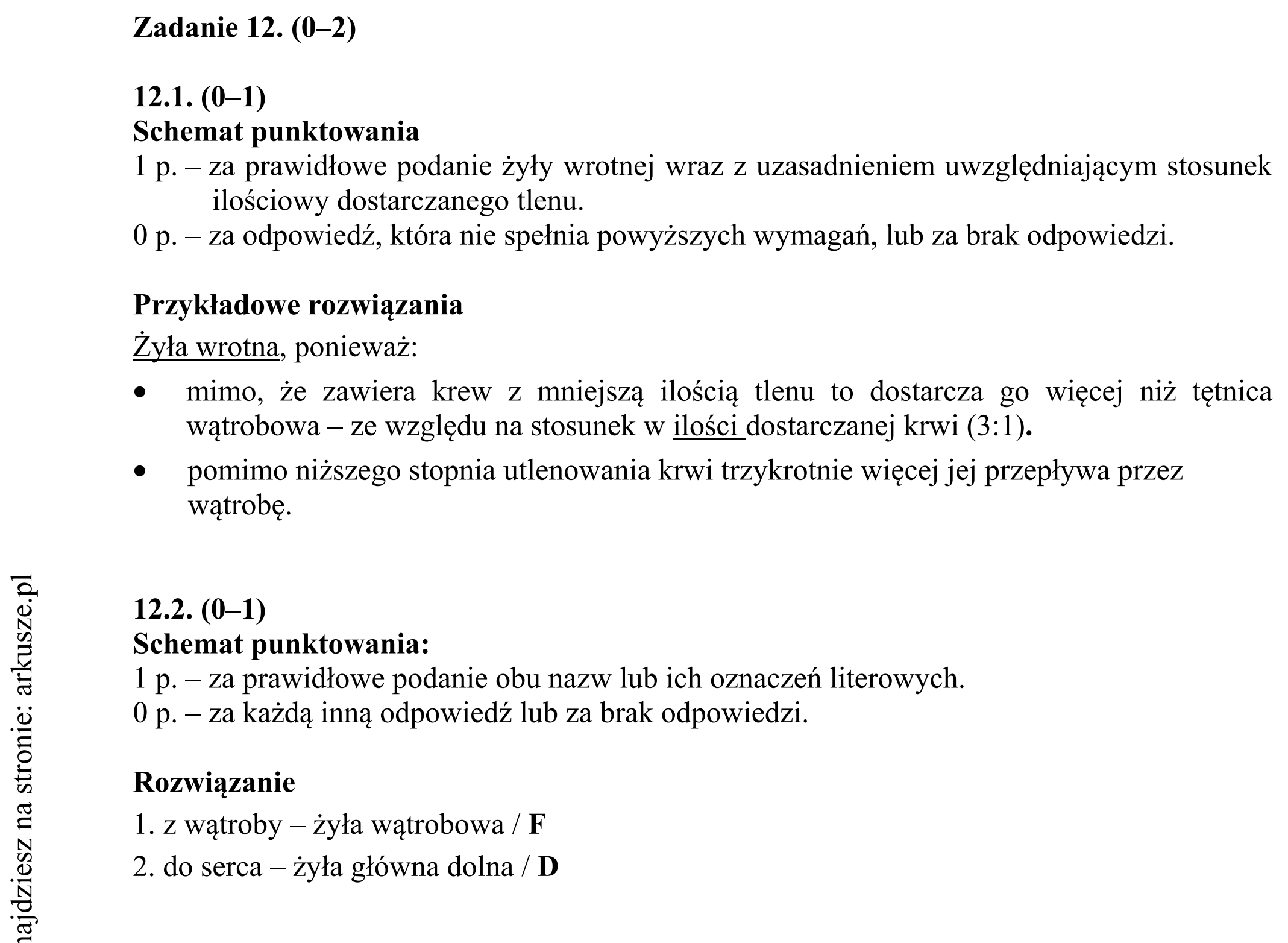 Matura dodatkowa, czerwiec 2016, odpowiedź do zadania 12.1