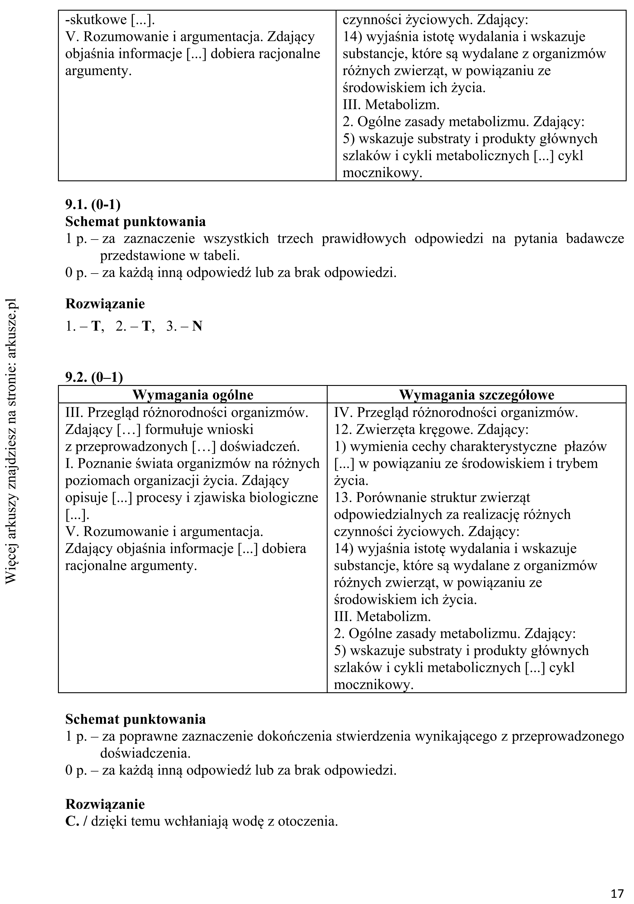 Matura dodatkowa, czerwiec 2017, odpowiedź do zadania 9.1, fragment 2