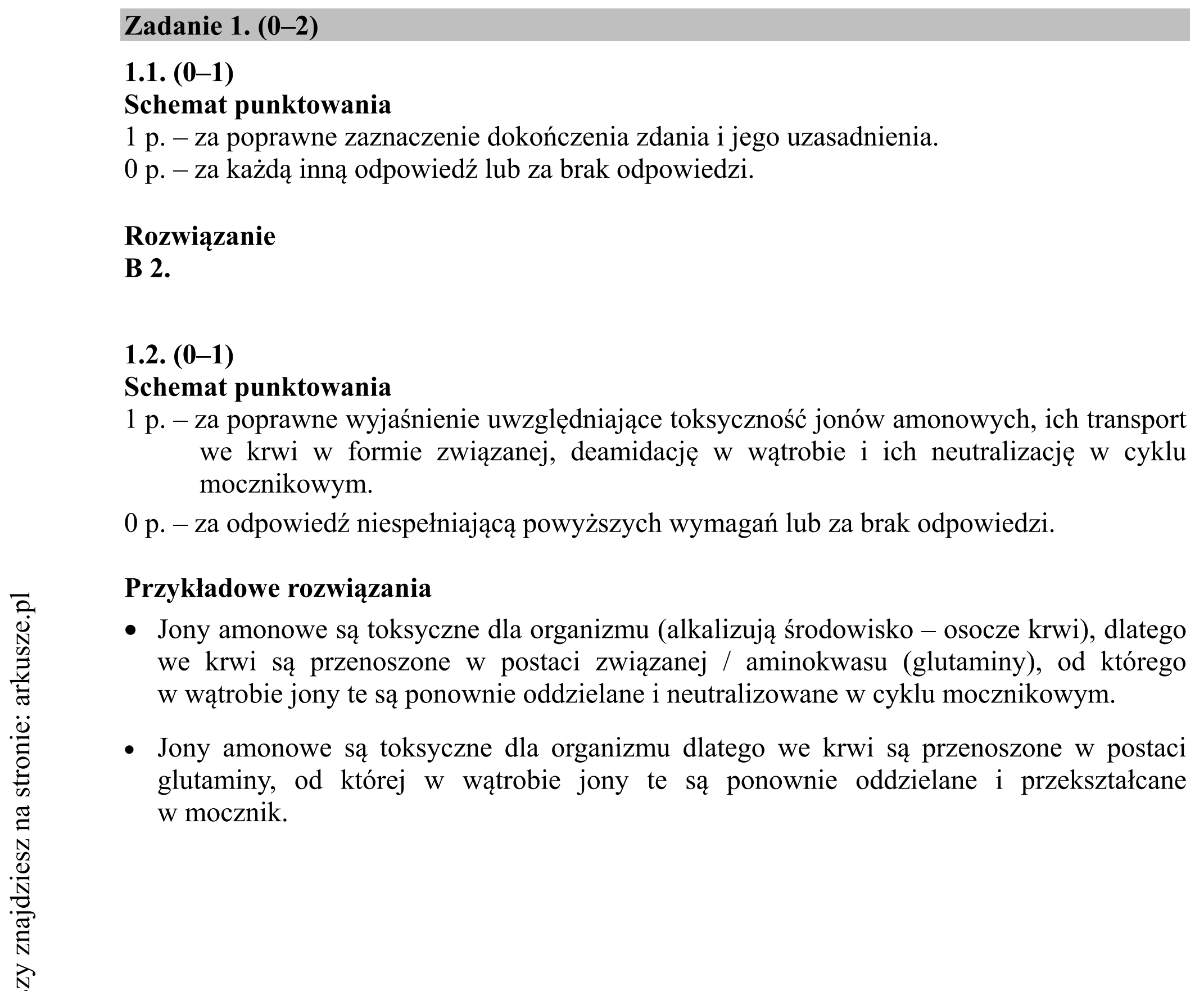 Matura dodatkowa, czerwiec 2018, odpowiedź do zadania 1.1
