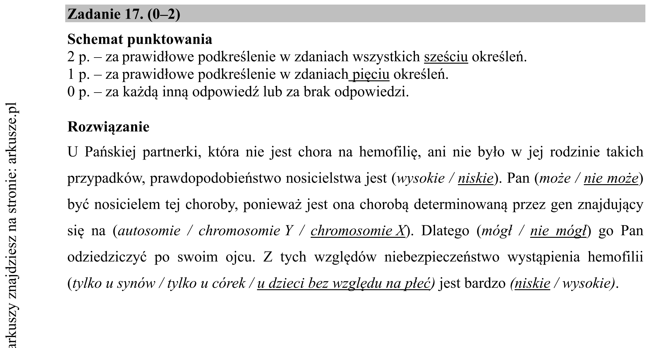 Matura dodatkowa, czerwiec 2018, odpowiedź do zadania 17