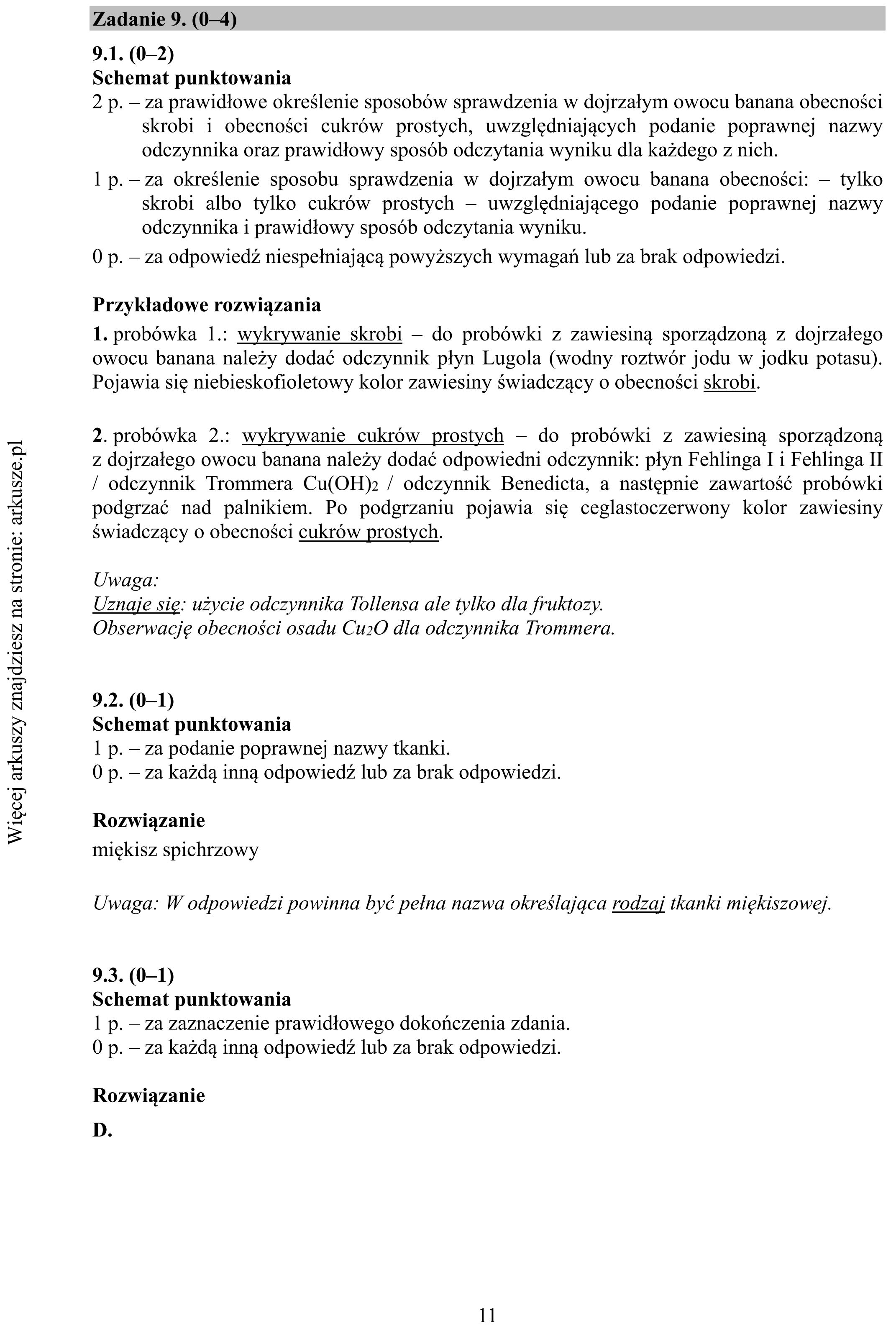 Matura dodatkowa, czerwiec 2018, odpowiedź do zadania 9.1
