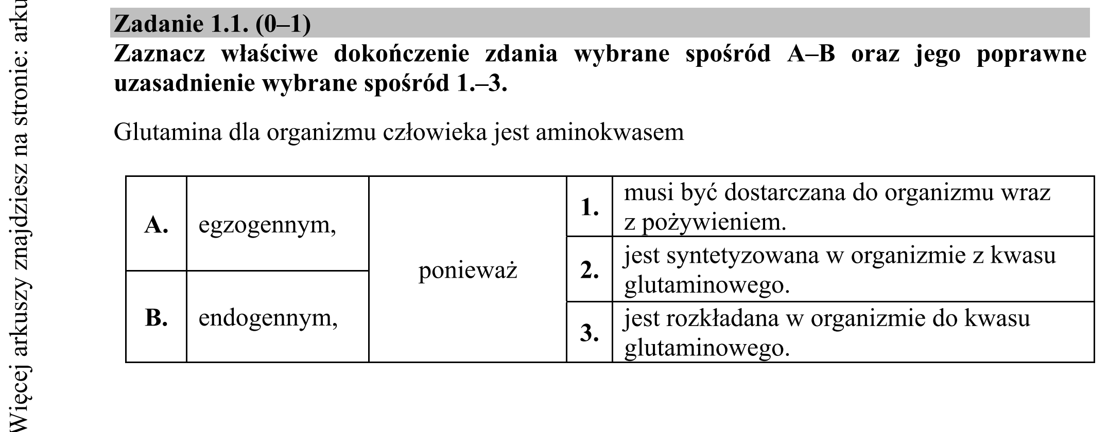Matura dodatkowa, czerwiec 2018, zadanie 1.1