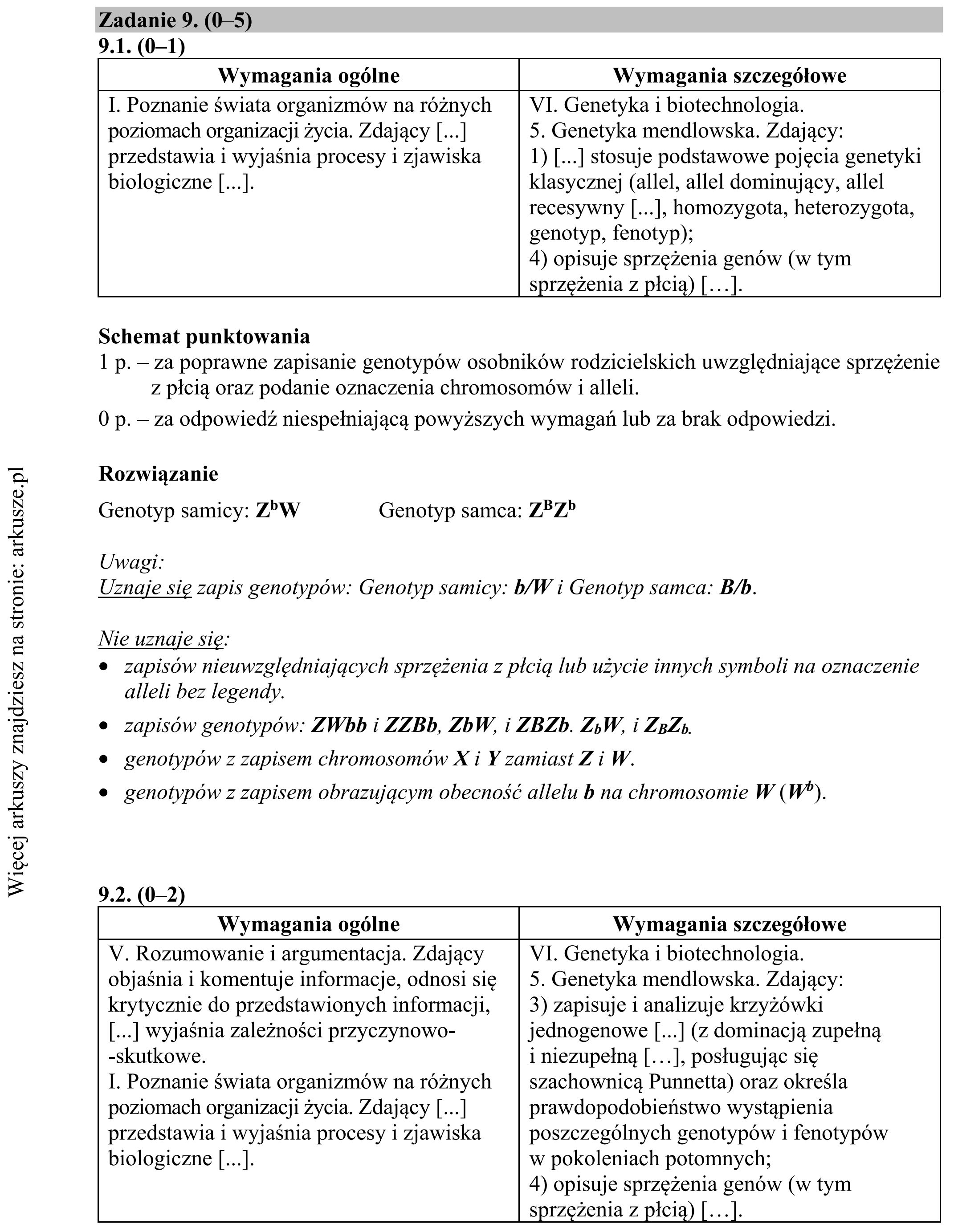 Matura dodatkowa, czerwiec 2019, odpowiedź do zadania 9.1, fragment 1