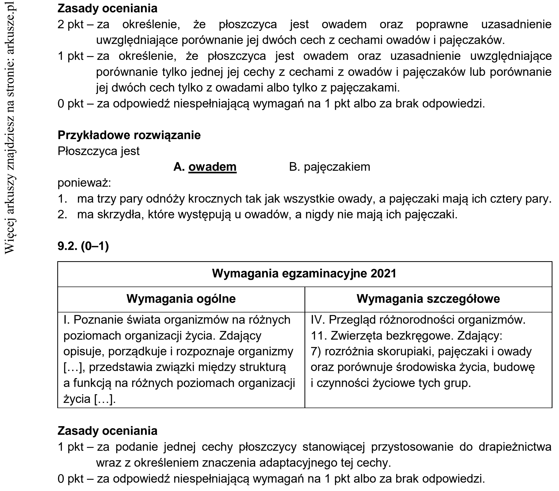 Matura dodatkowa, czerwiec 2021, odpowiedź do zadania 9.1, fragment 1