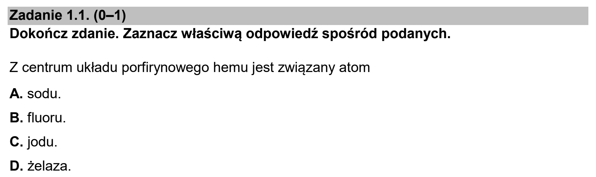 Matura dodatkowa, czerwiec 2025, zadanie 1.1