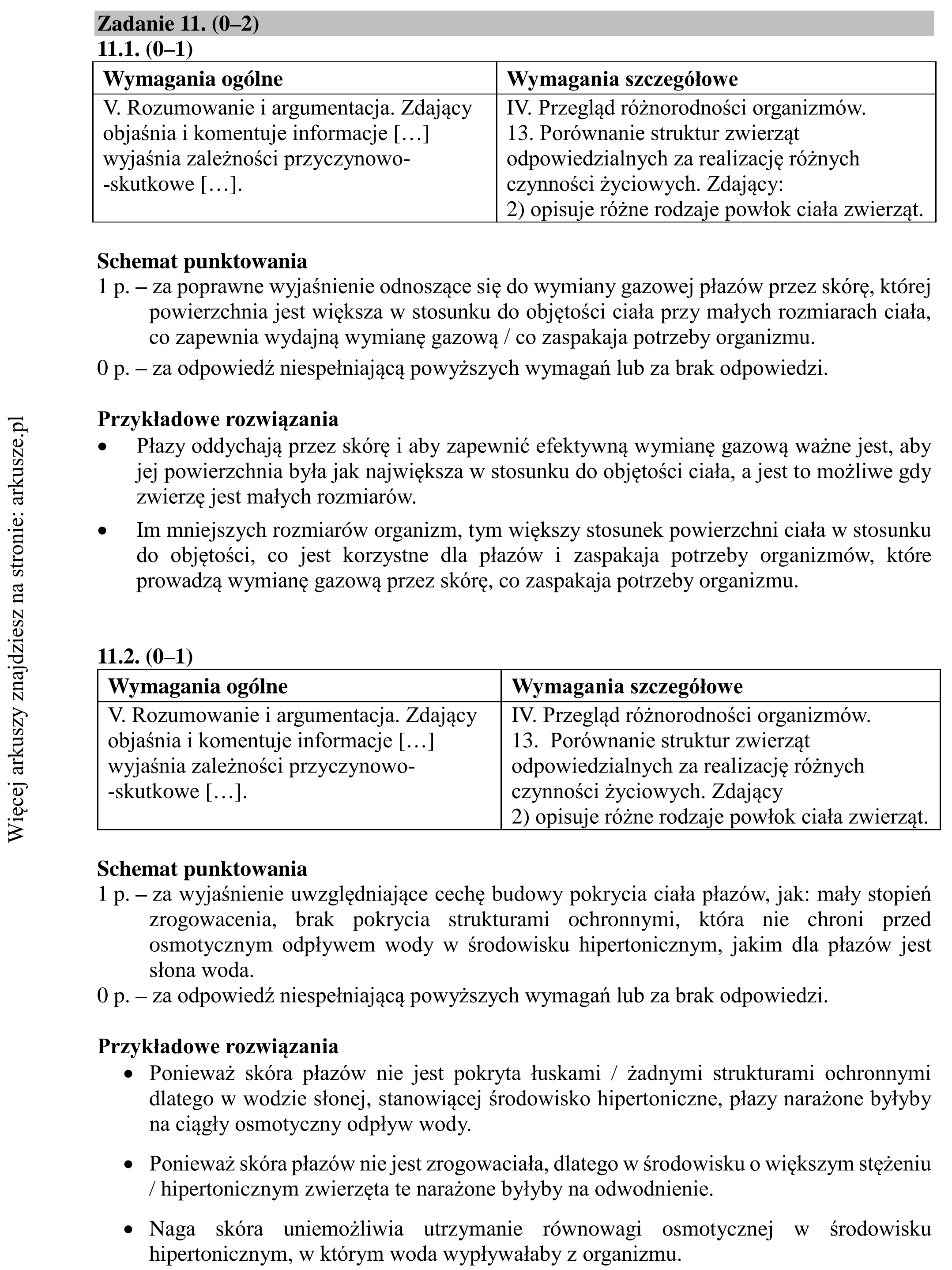 Matura dodatkowa, lipiec 2020, odpowiedź do zadania 11.1