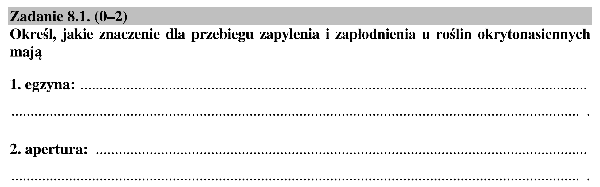 Matura dodatkowa, lipiec 2020, zadanie 8.1