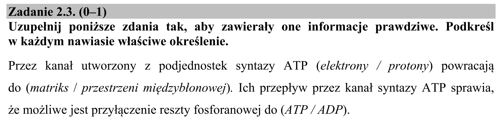 Matura, maj 2016, zadanie 2.3