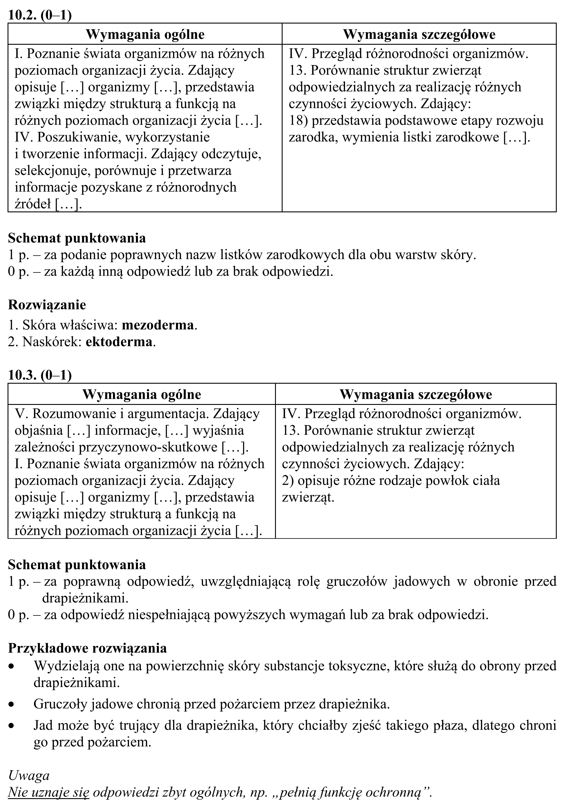 Matura, maj 2018, odpowiedź do zadania 10.1, fragment 2