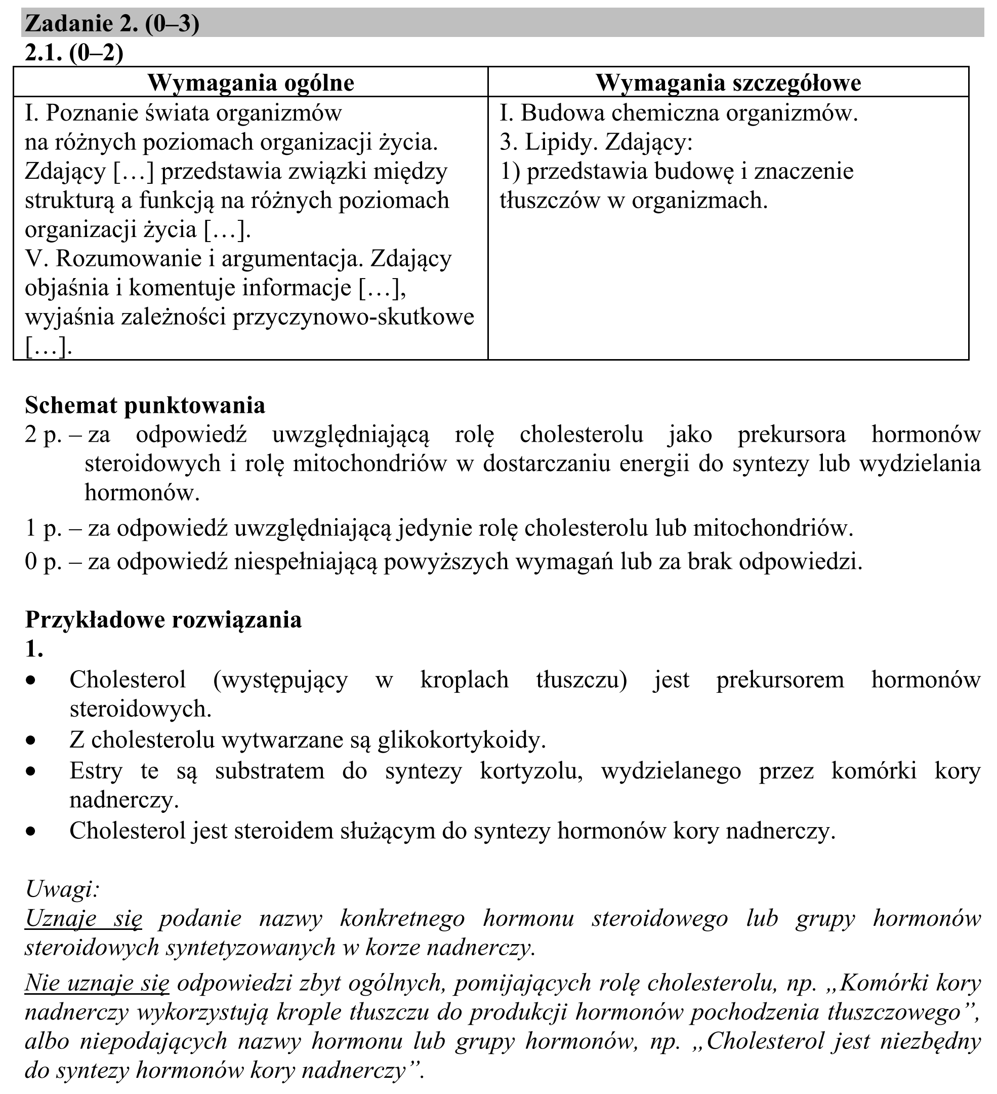 Matura, maj 2018, odpowiedź do zadania 2.1, fragment 1