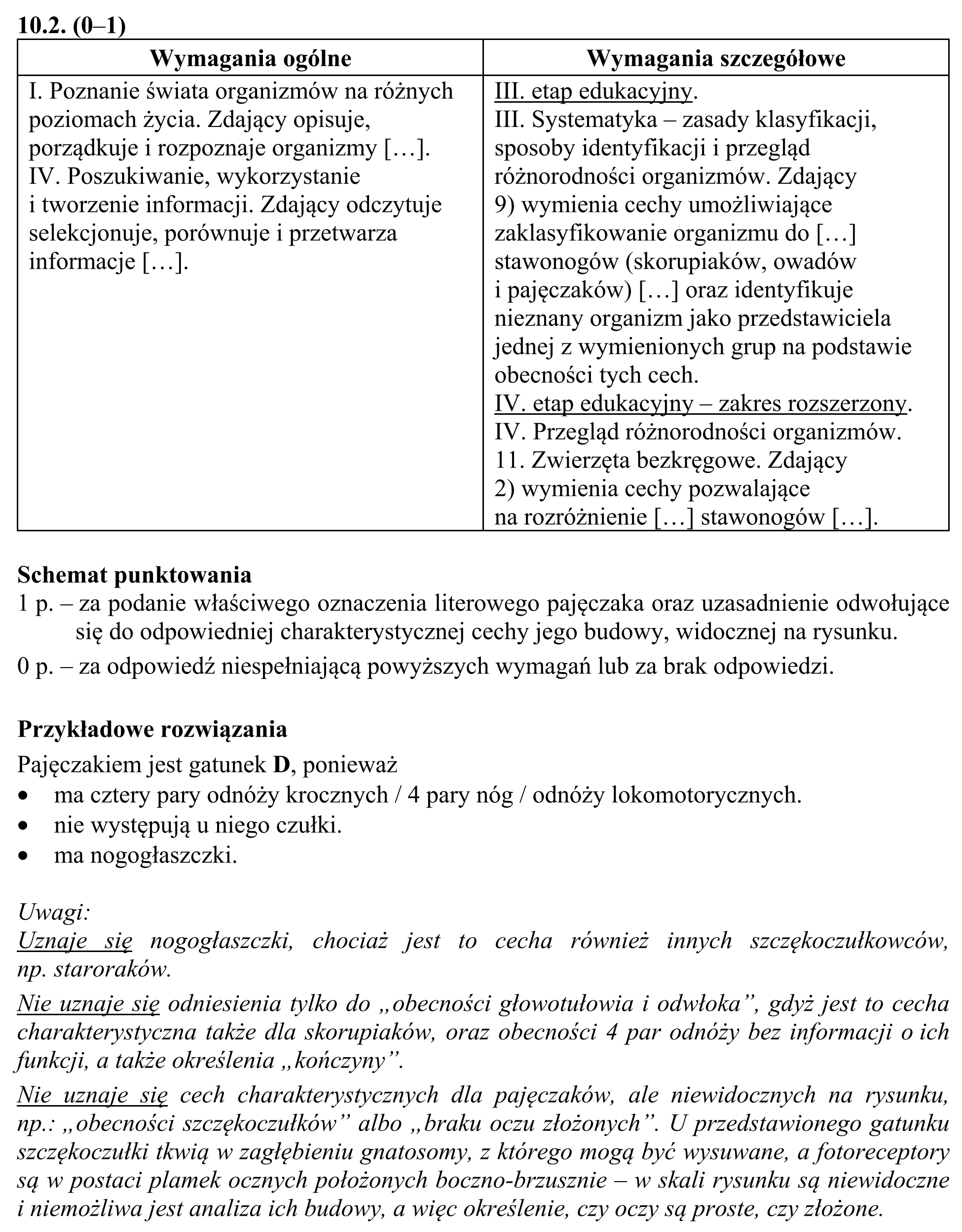 Matura, maj 2019, odpowiedź do zadania 10.1, fragment 2