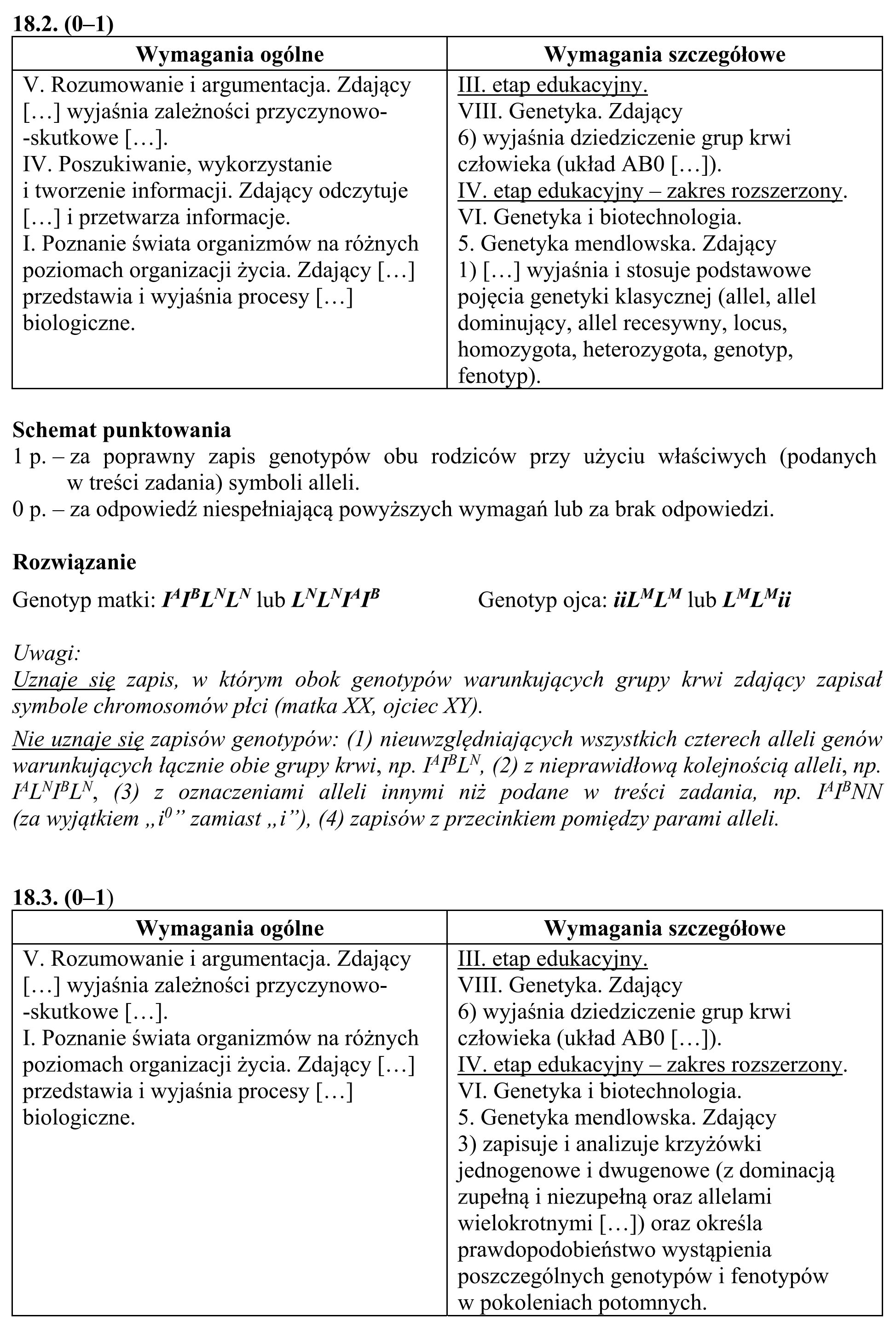 Matura, maj 2019, odpowiedź do zadania 18.1, fragment 2