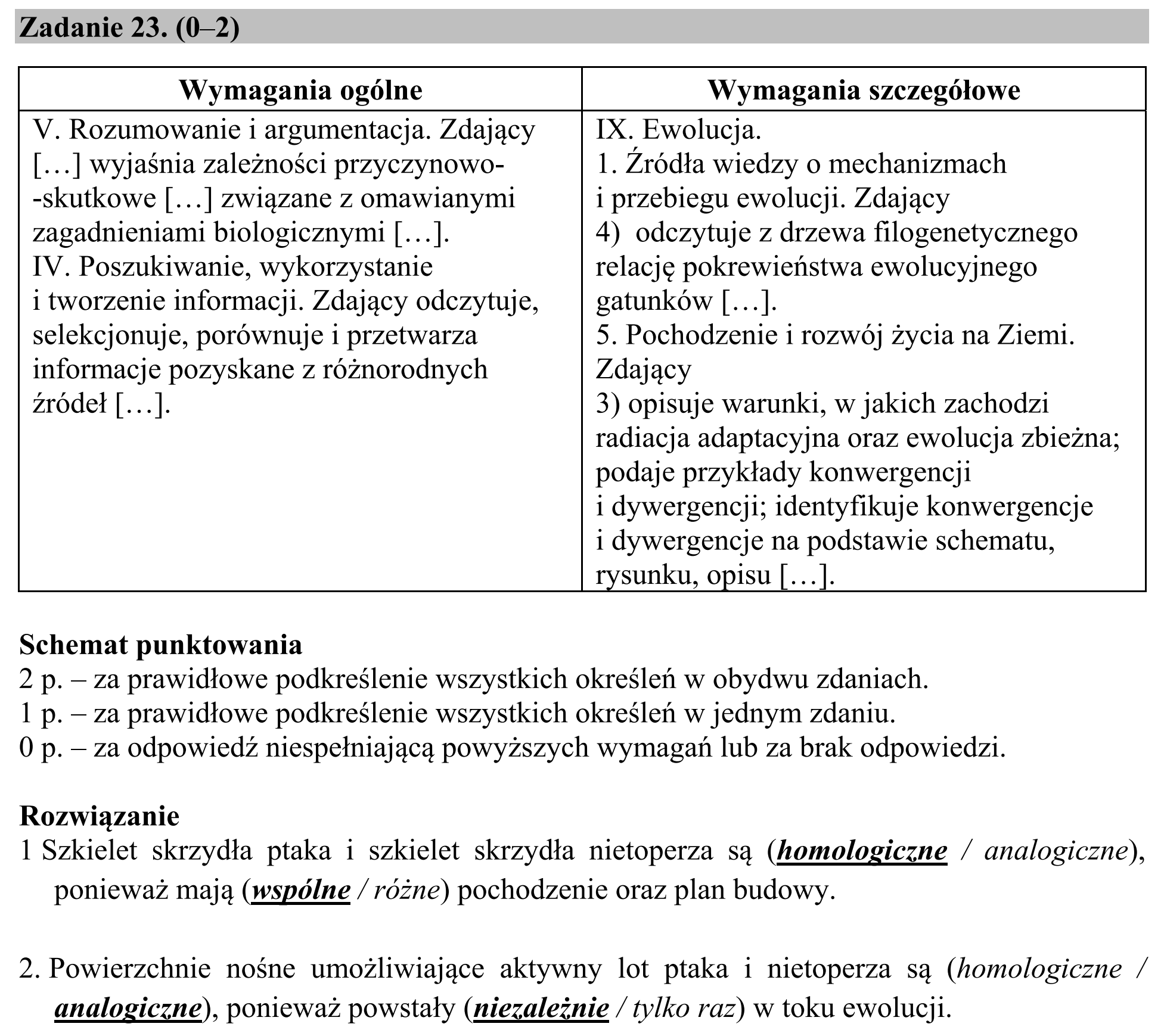 Matura, maj 2019, odpowiedź do zadania 23