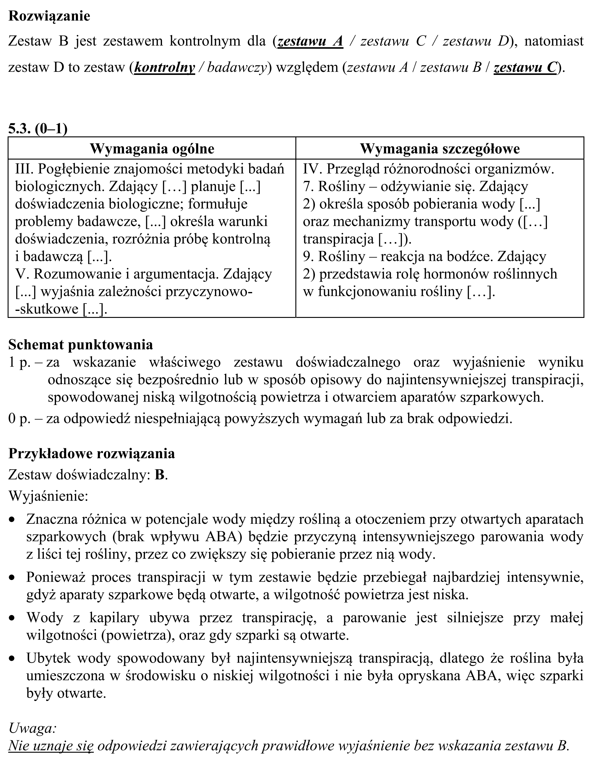 Matura, maj 2019, odpowiedź do zadania 5.1, fragment 2