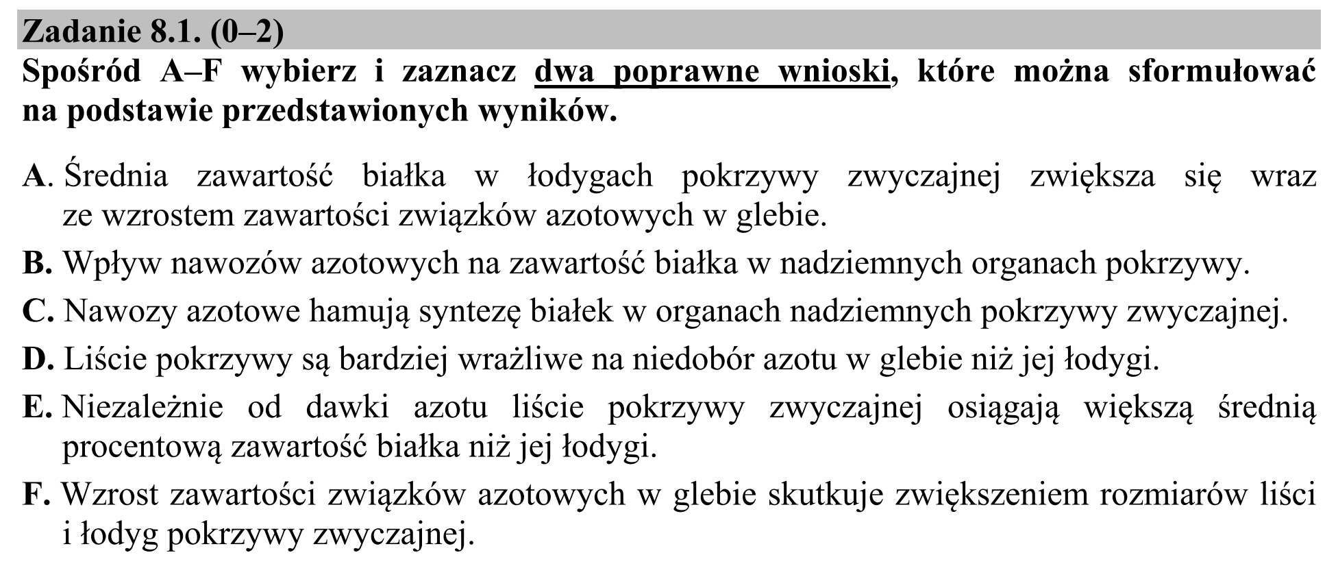 Matura, maj 2020, zadanie 8.1