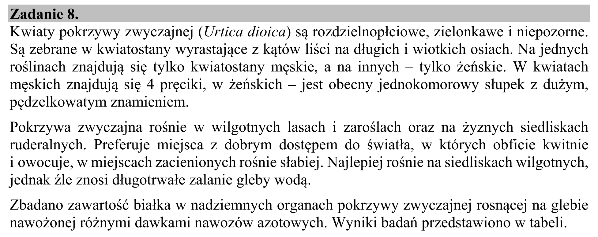 Matura, maj 2020, wstęp zadania 8, fragment 1
