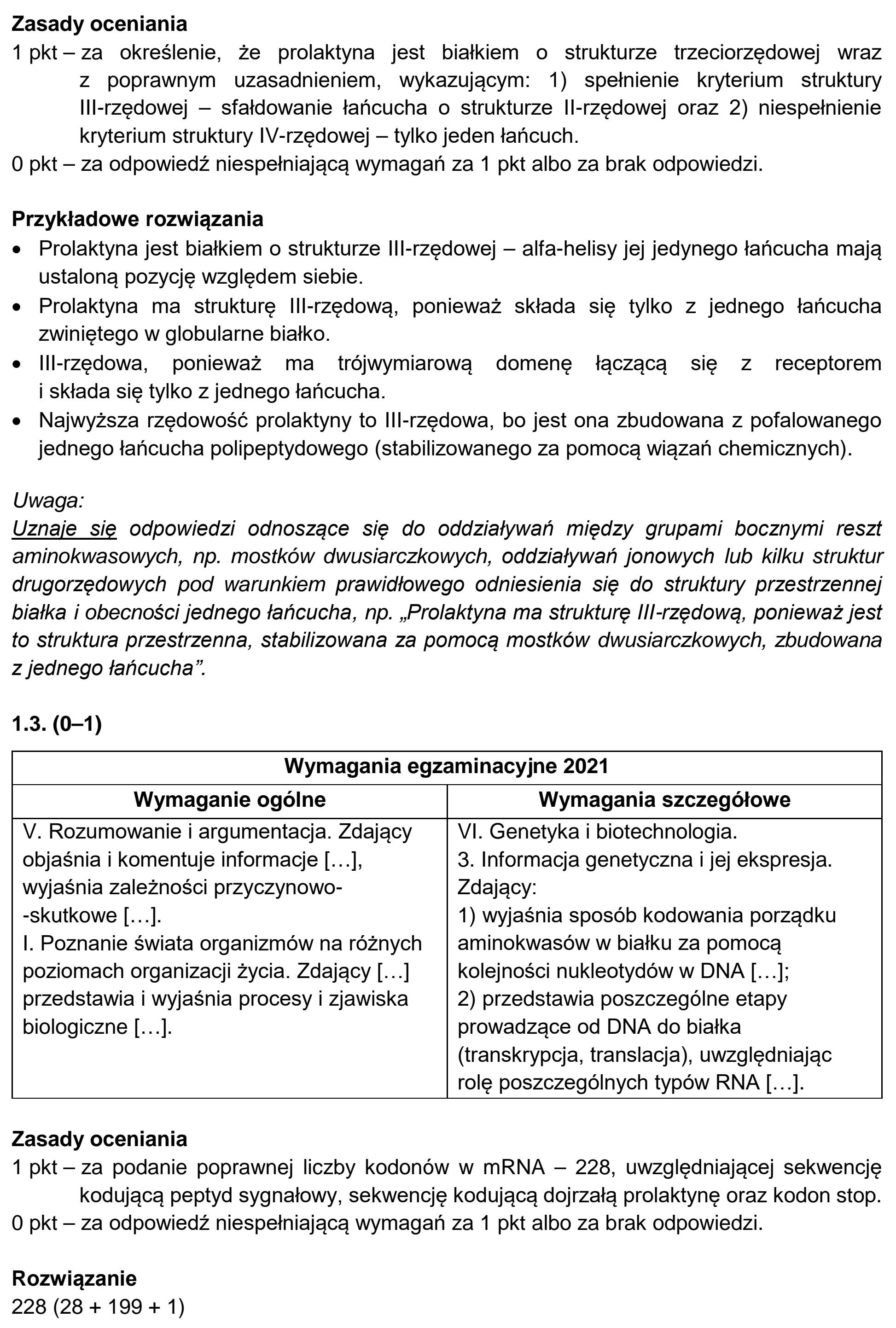 Matura, maj 2021, odpowiedź do zadania 1.1, fragment 2