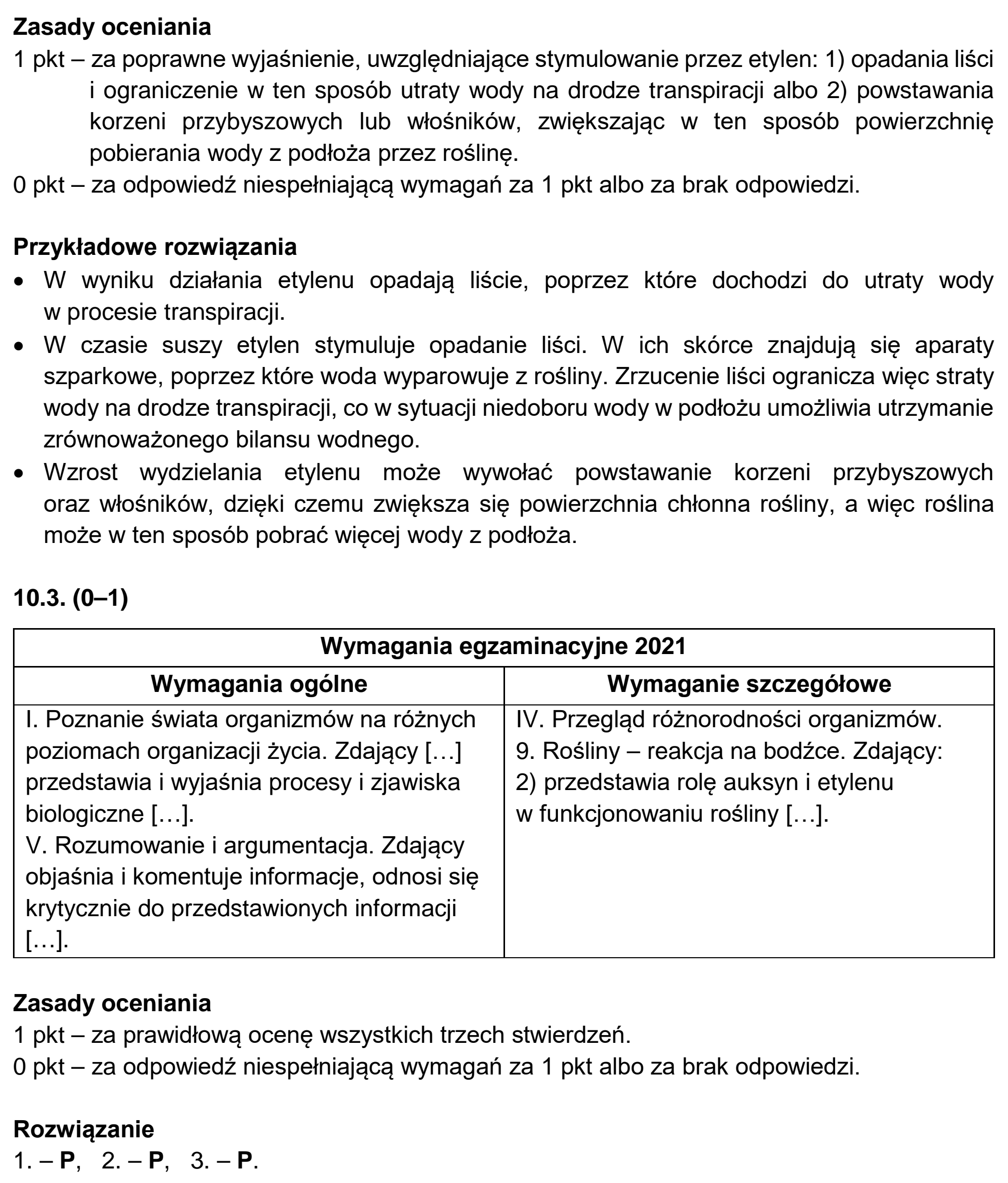 Matura, maj 2021, odpowiedź do zadania 10.1, fragment 2
