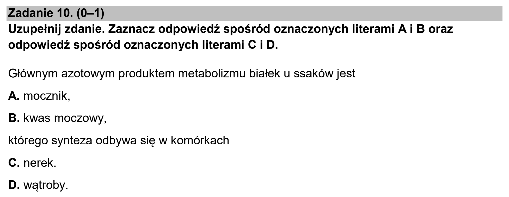 Matura, maj 2026, zadanie 10