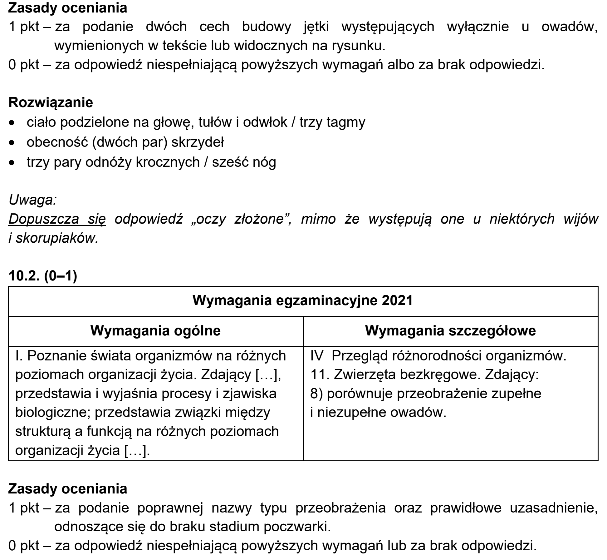 Matura próbna, marzec 2021, odpowiedź do zadania 10.1