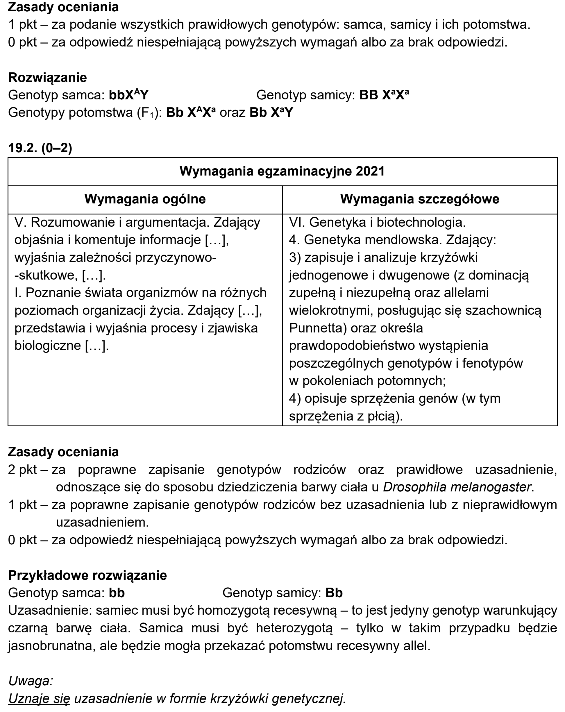 Matura próbna, marzec 2021, odpowiedź do zadania 19.1