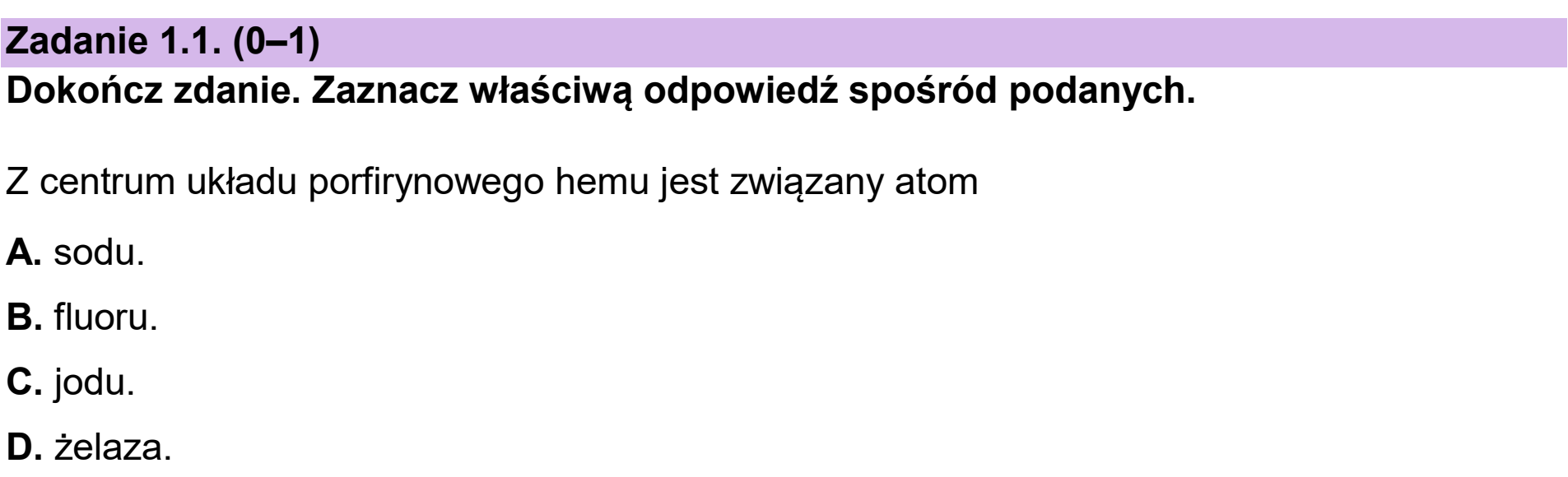 Matura dodatkowa, czerwiec 2025, zadanie 1.1