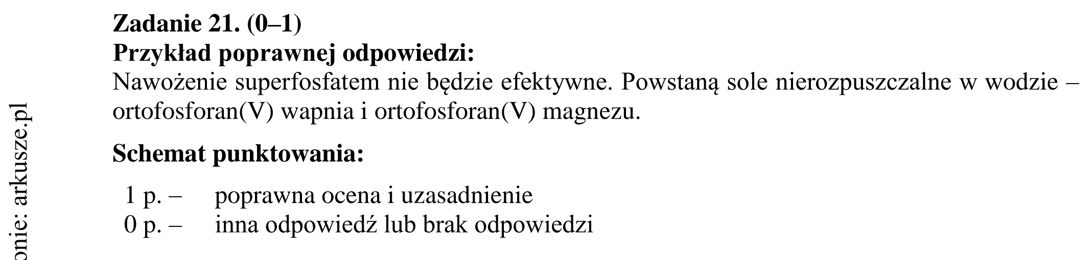 Matura dodatkowa, czerwiec 2015, odpowiedź do zadania 21