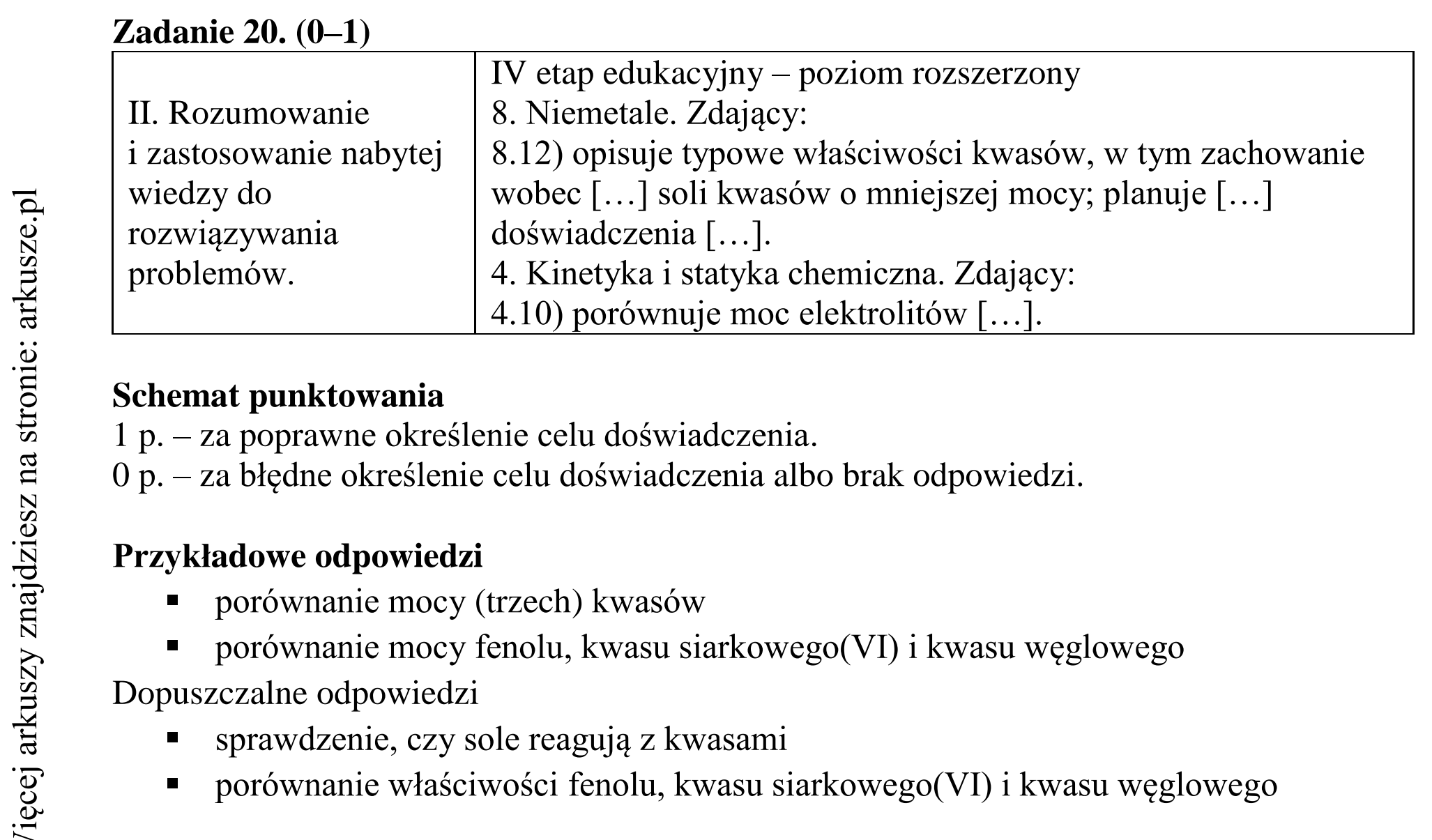 Matura dodatkowa, czerwiec 2016, odpowiedź do zadania 20