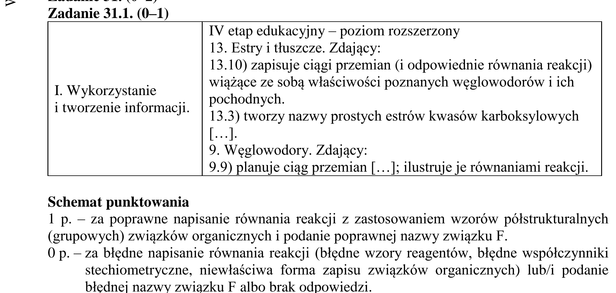 Matura dodatkowa, czerwiec 2016, odpowiedź do zadania 31.1, fragment 1
